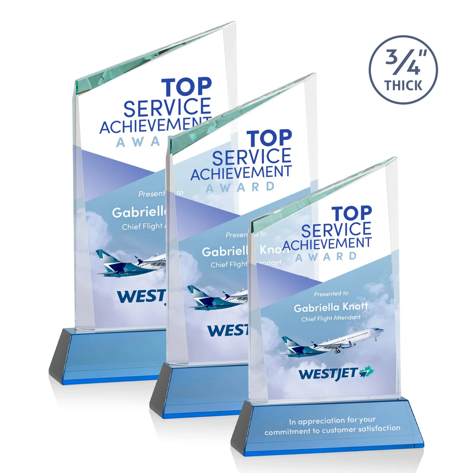 Custom printed Starfire Crystal Peak Award on Tapered Base with Second Etch, awards for safety achievement programs