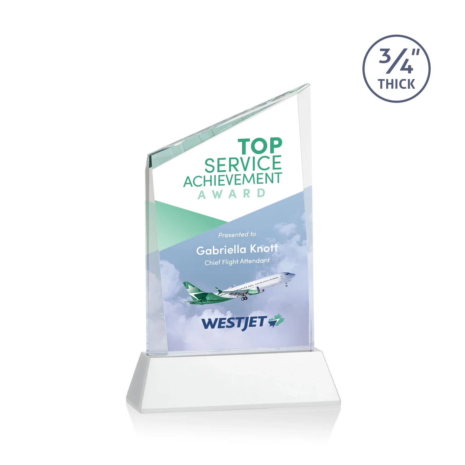 Customized Starfire Crystal Peak Award on Tapered Base with Second Etch, awards for corporate award ceremonies