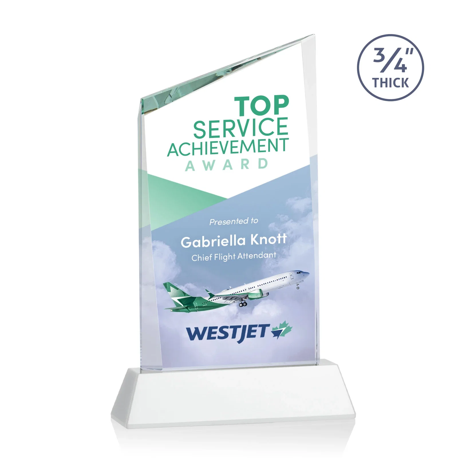 Customized Starfire Crystal Peak Award on Tapered Base with Second Etch, awards for sales achievement awards