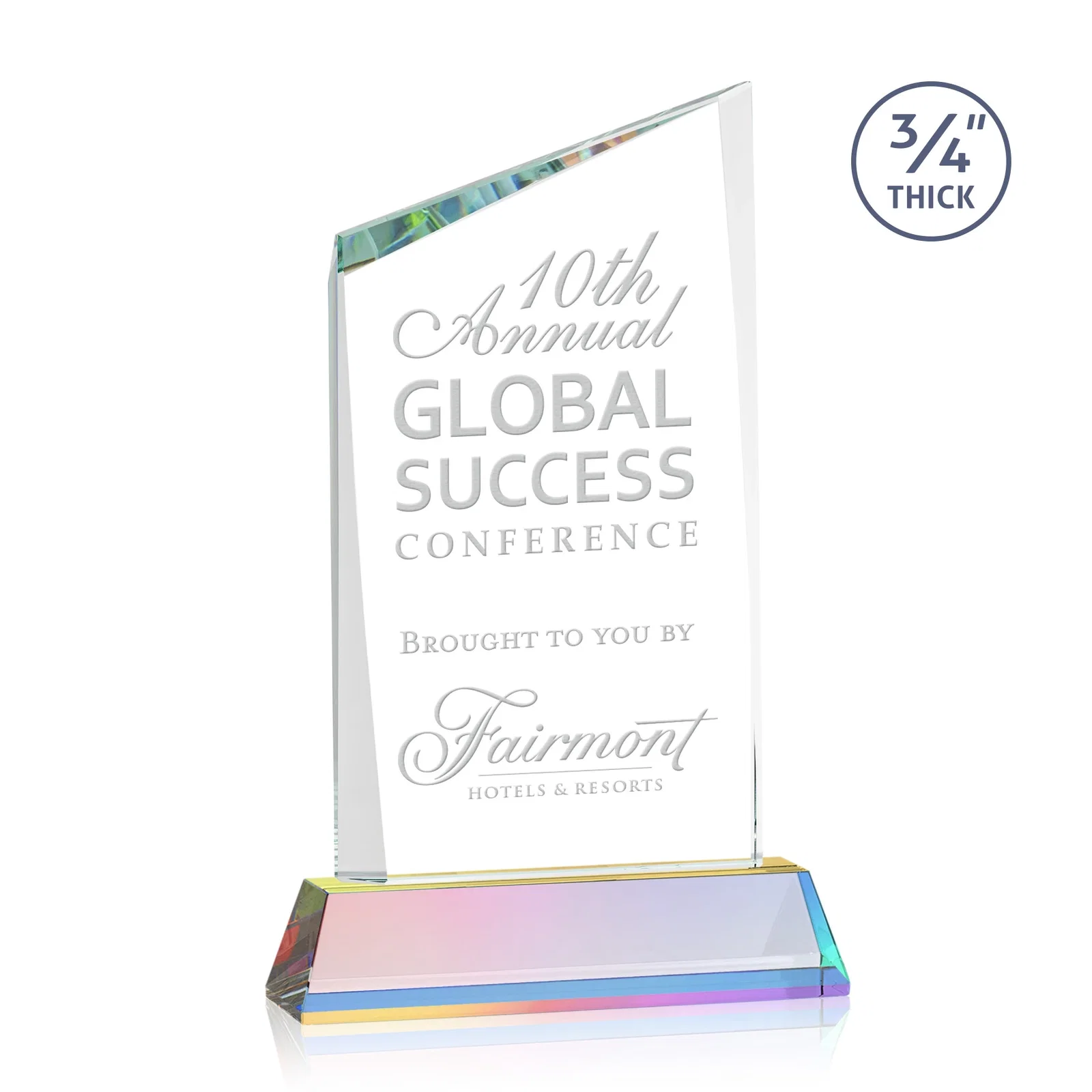 Customized Starfire Crystal Peak Award on Tapered Base with Second Etch, awards for graduation ceremonies