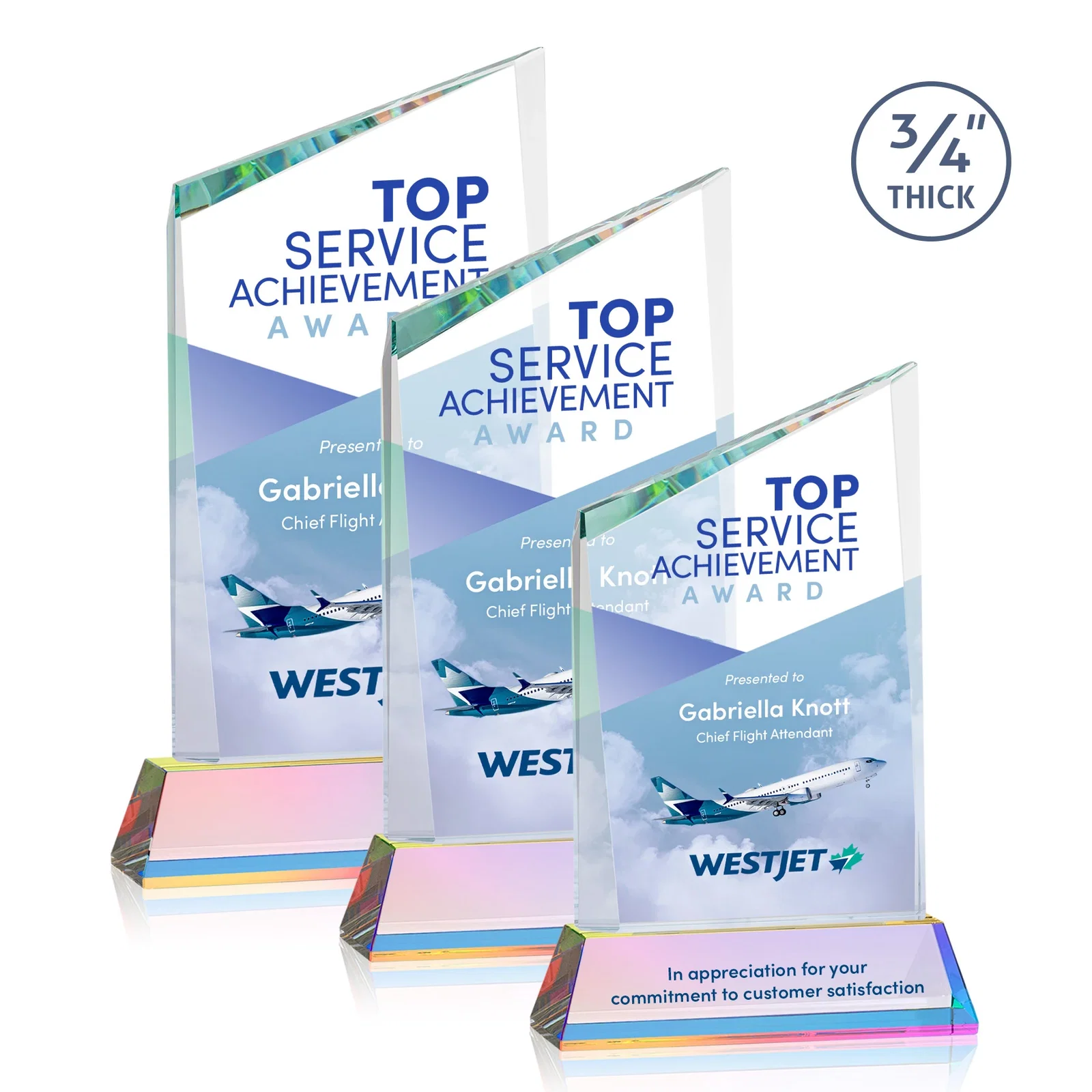 Customized Starfire Crystal Peak Award on Tapered Base with Second Etch, awards for safety achievement programs