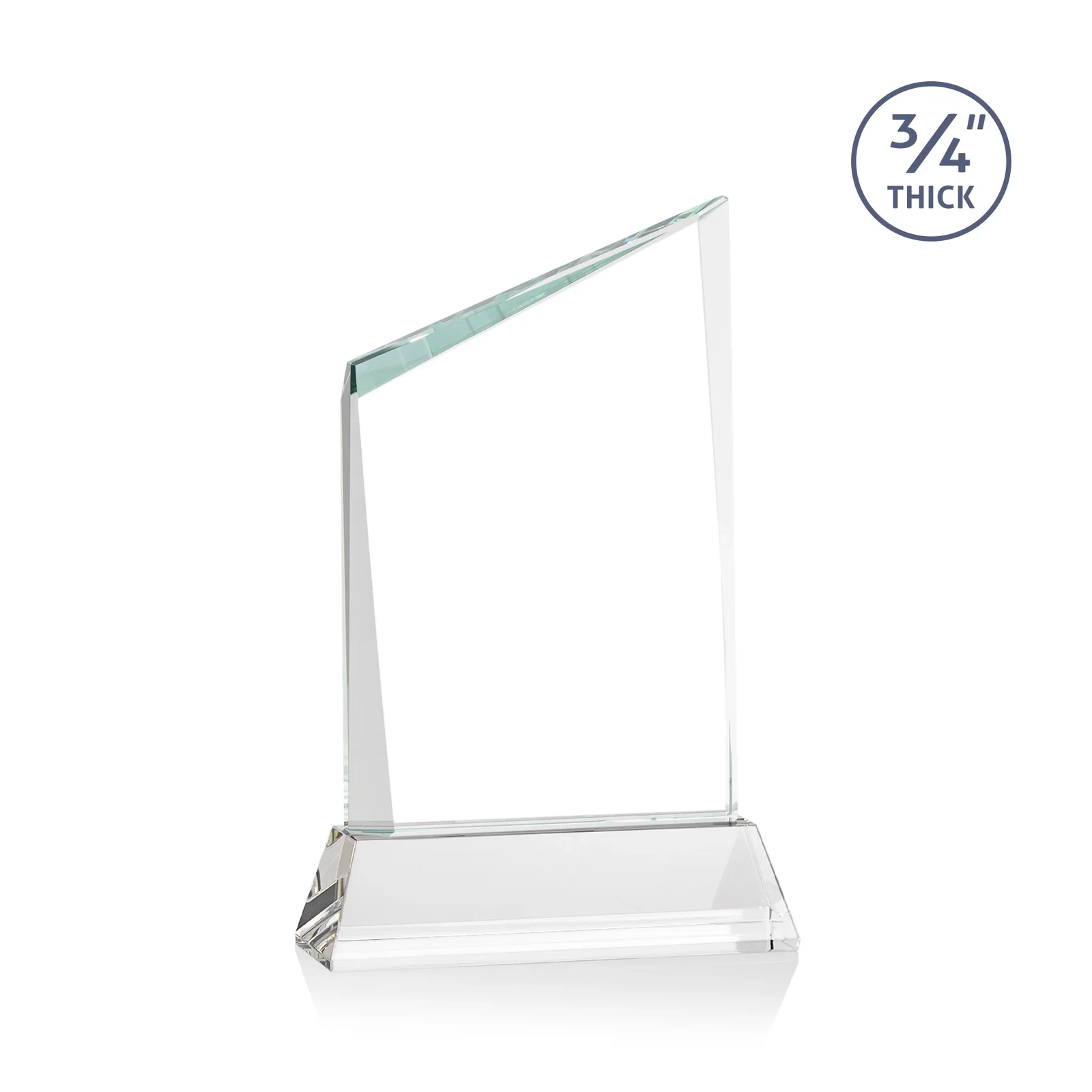Custom engraved Starfire Crystal Peak Award on Tapered Base with Second Etch, awards for employee recognition