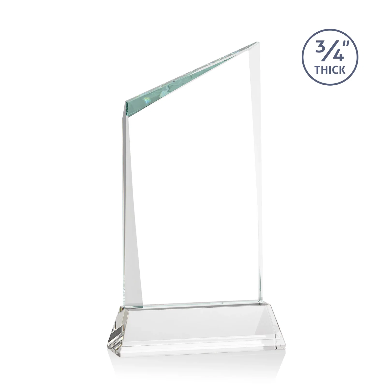 Custom engraved Starfire Crystal Peak Award on Tapered Base with Second Etch, awards for corporate award ceremonies