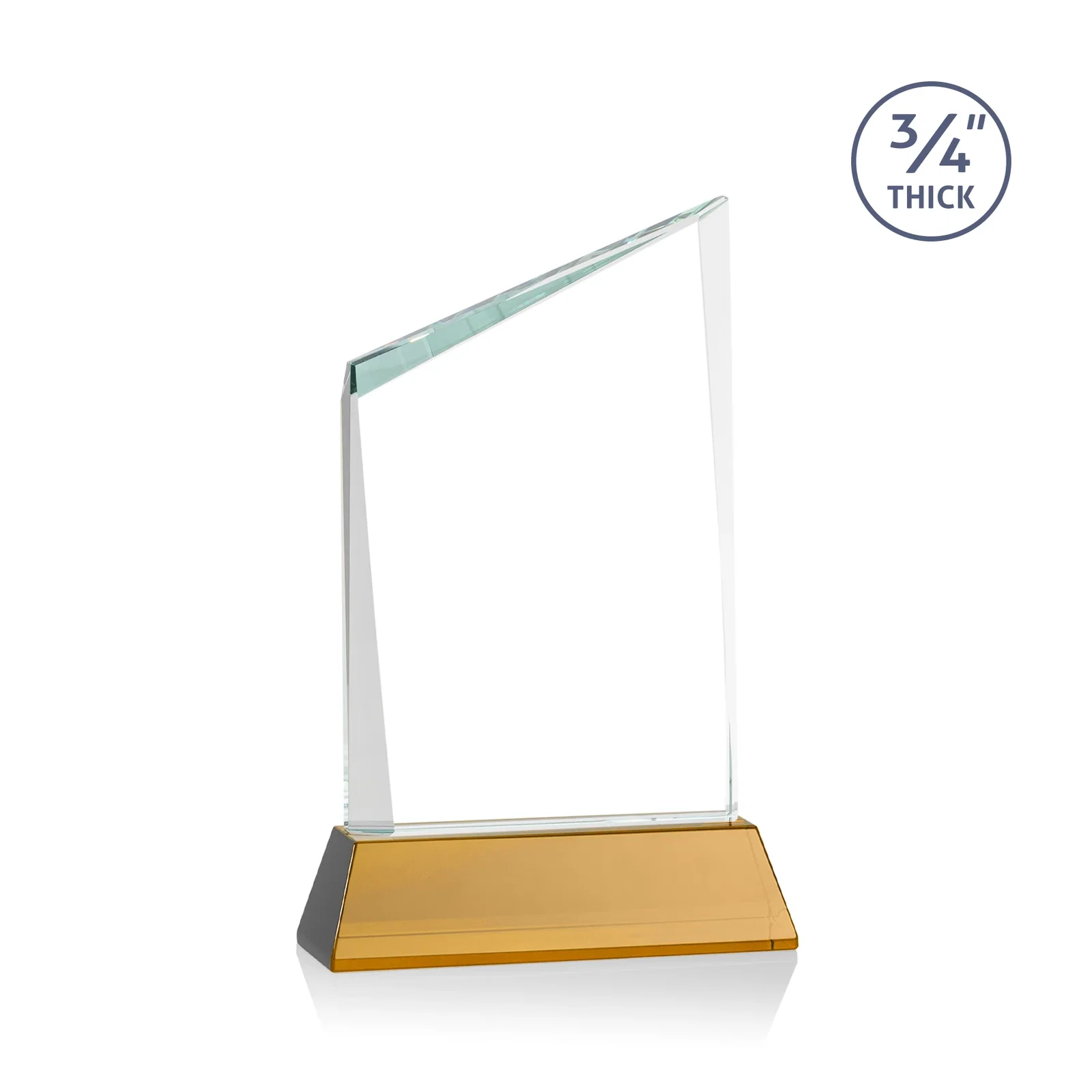 Custom engraved Starfire Crystal Peak Award on Tapered Base with Second Etch, awards for sales achievement awards