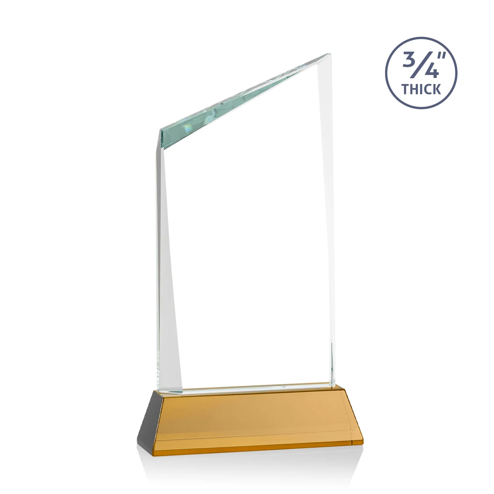 Custom engraved Starfire Crystal Peak Award on Tapered Base with Second Etch, awards for retirement presentations