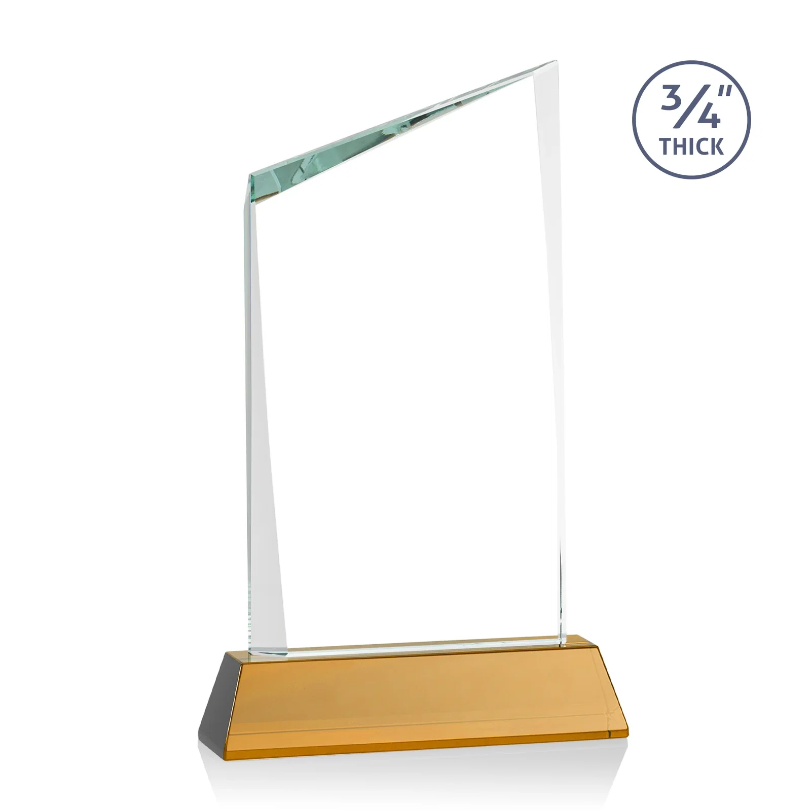 Custom engraved Starfire Crystal Peak Award on Tapered Base with Second Etch, awards for team milestone celebrations