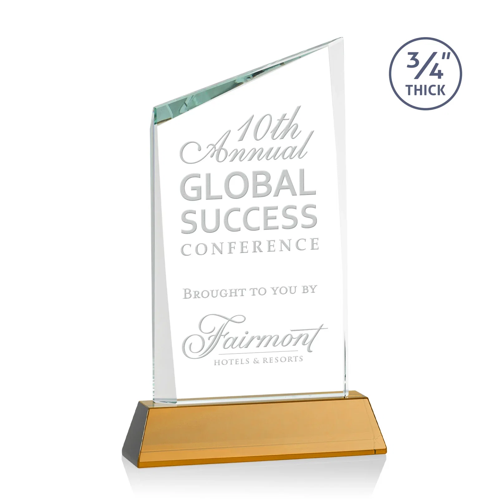 Custom Starfire Crystal Peak Award on Tapered Base with Second Etch, awards for graduation ceremonies