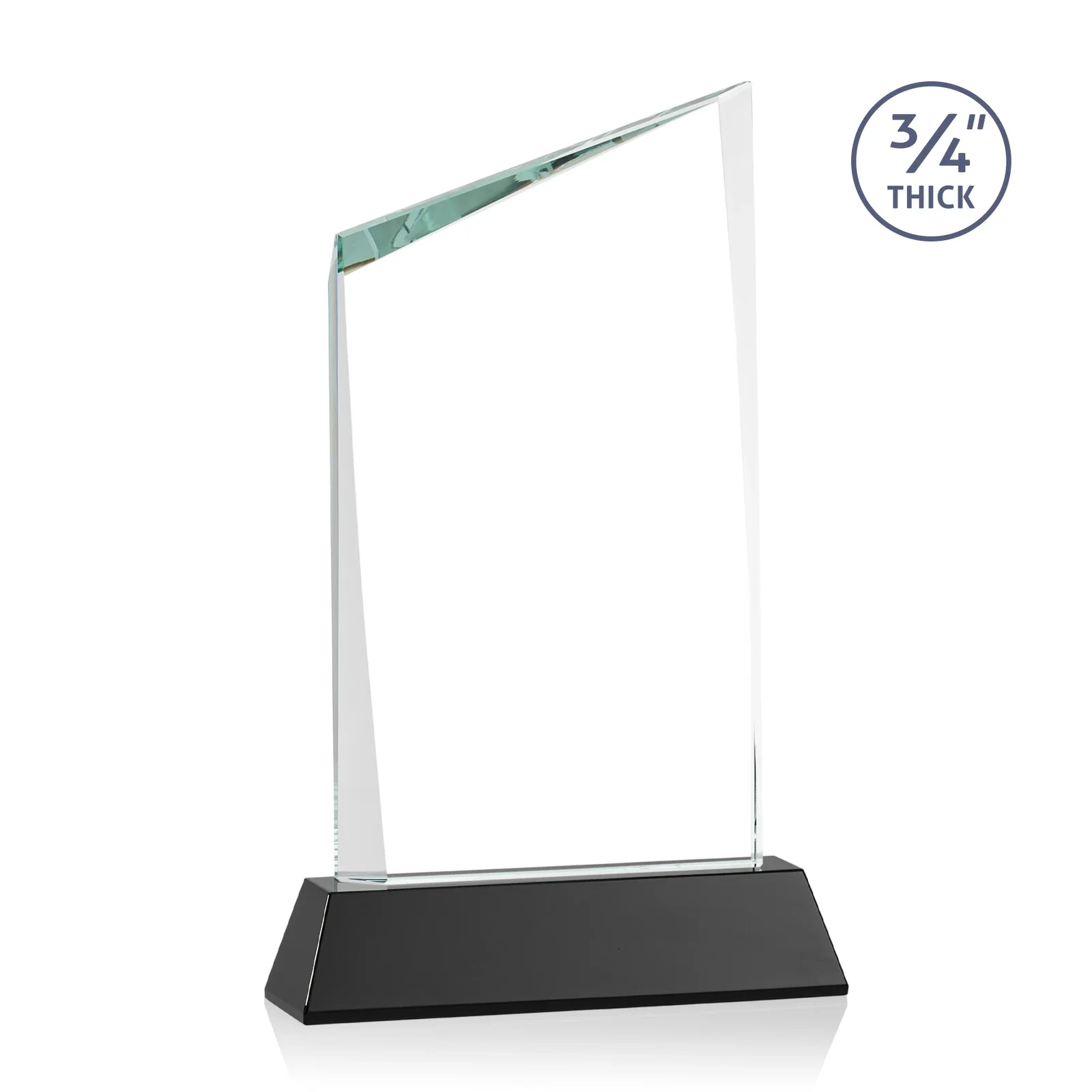 Custom engraved Starfire Crystal Peak Award on Tapered Base with Second Etch, awards for company anniversary events