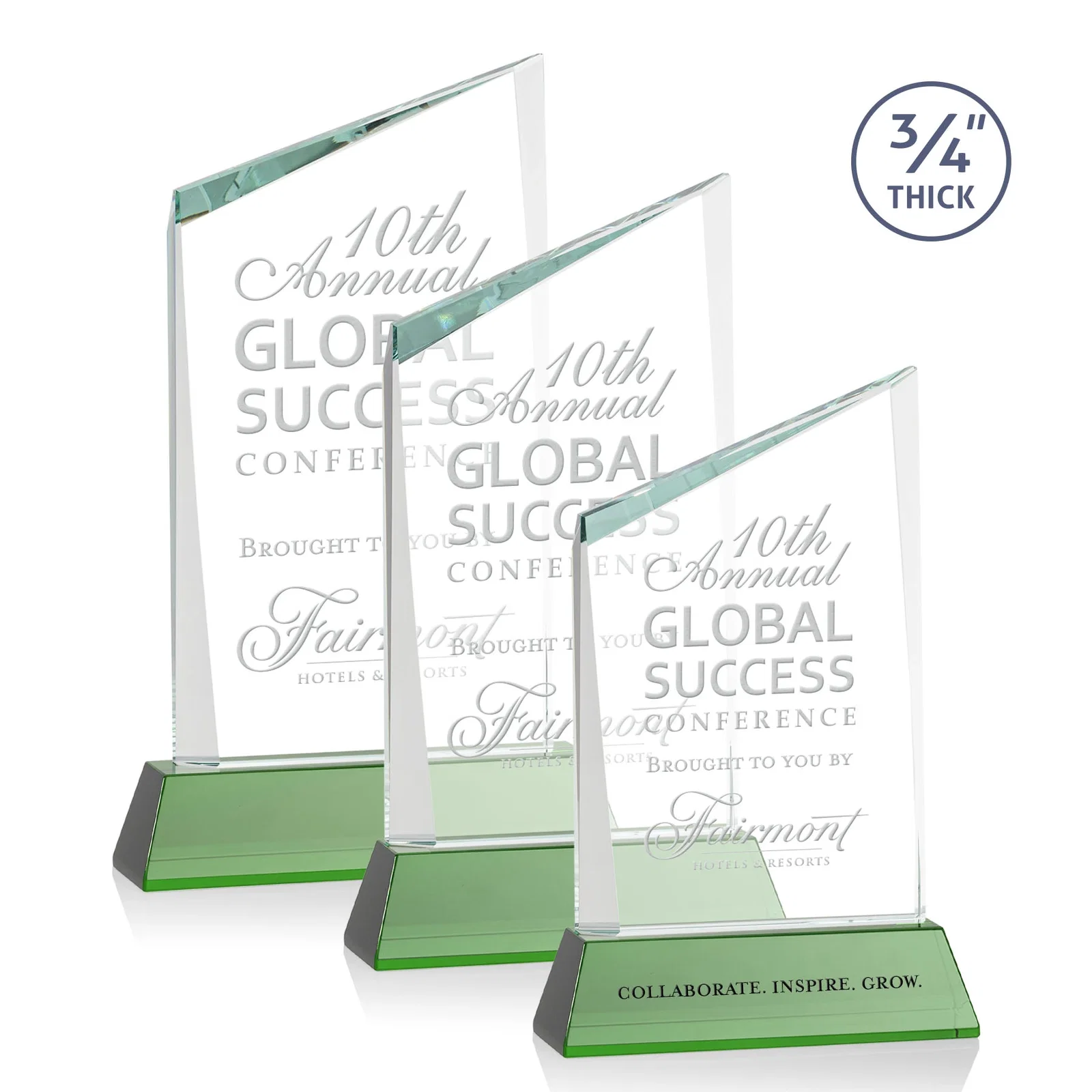 Custom Starfire Crystal Peak Award on Tapered Base with Second Etch, awards for safety achievement programs