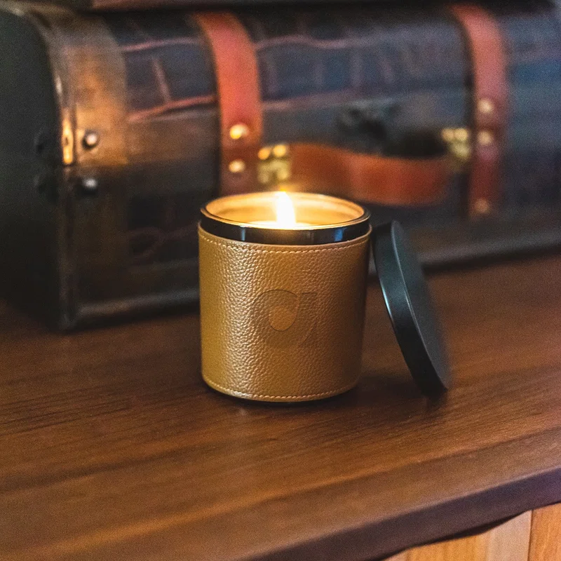 Scented Candle With Leatherette Sleeve — view 5