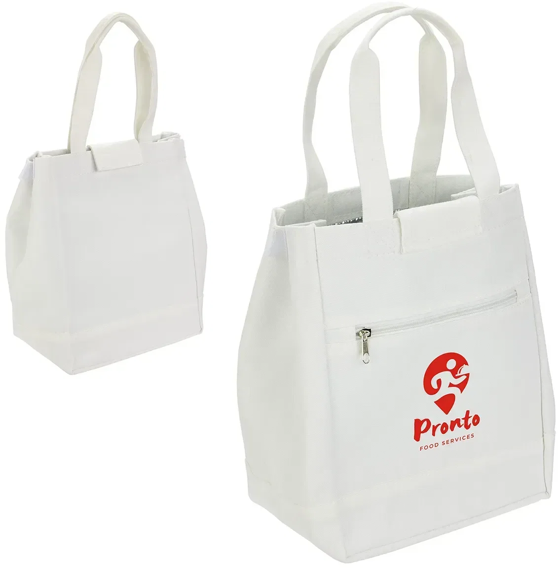 Promotional Schooner RPET canvas lunch tote, top view of insulated interior