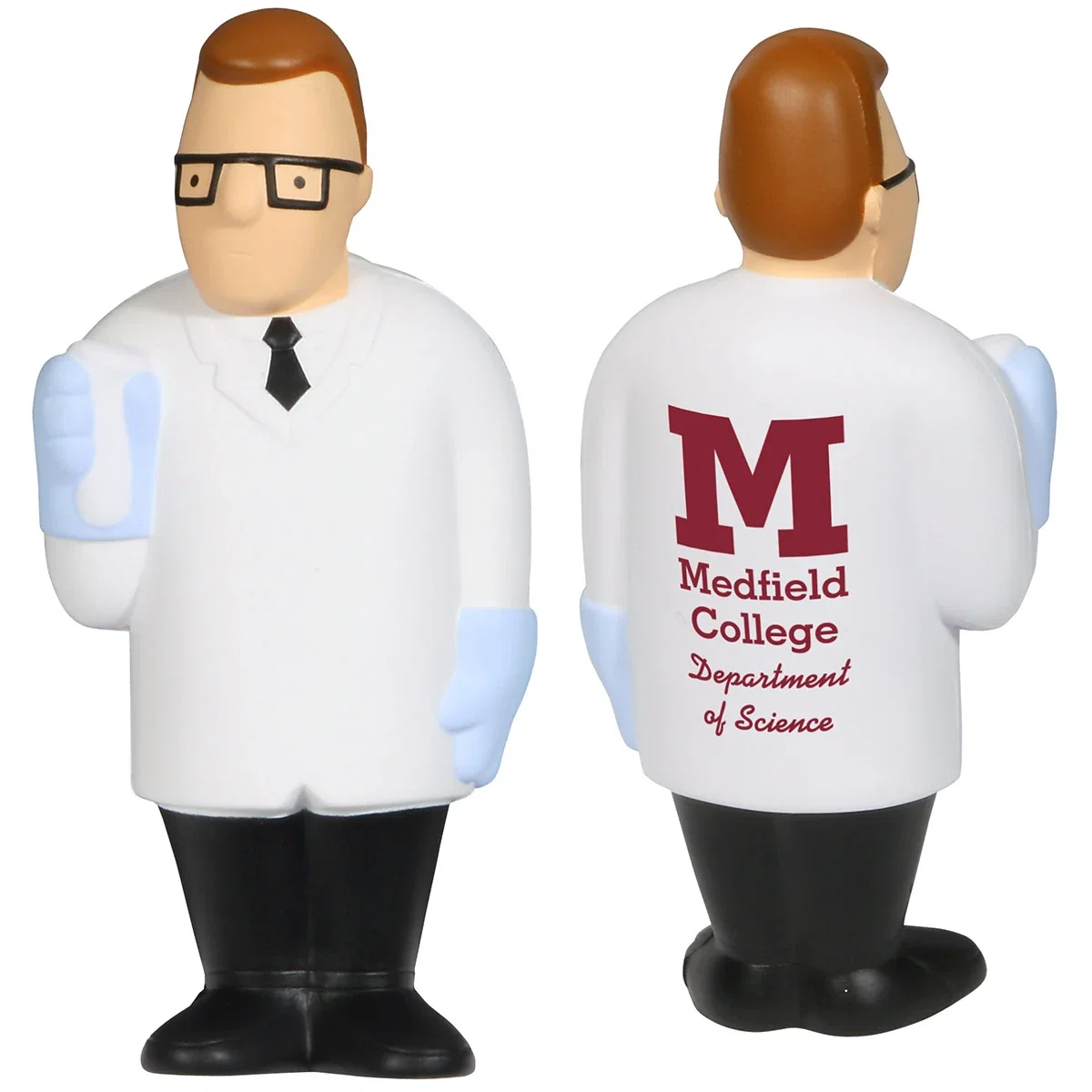 Scientist shaped polyurethane stress reliever, 2 x 4-3/8 x 1-1/8 inches