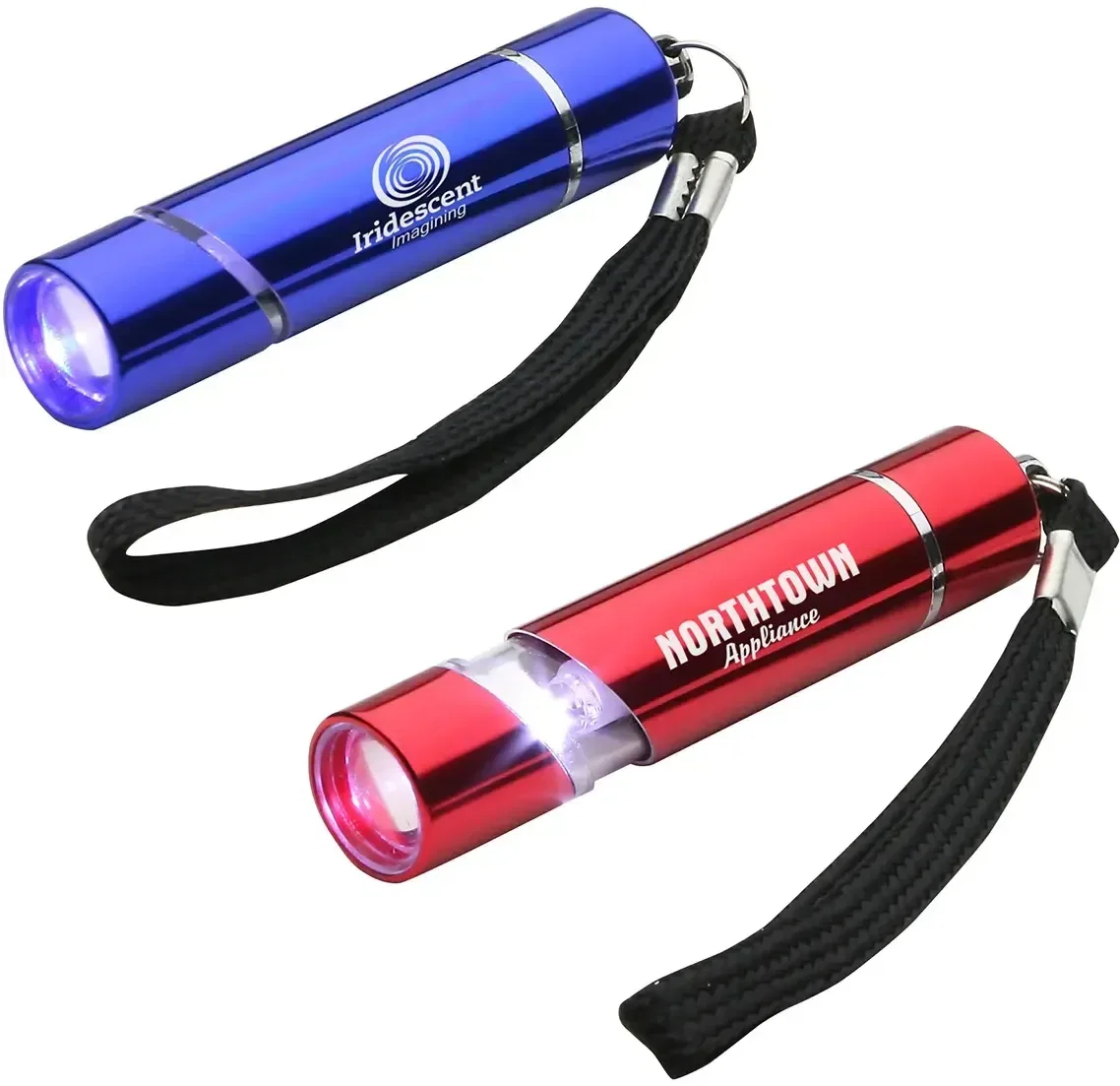 Custom branded Scope telescoping LED flashlight, front view of the promotional aluminum flashlight with logo