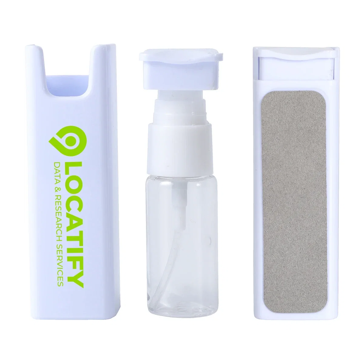 Custom Screen Cleaner Bottle, front view of the branded screen cleaner