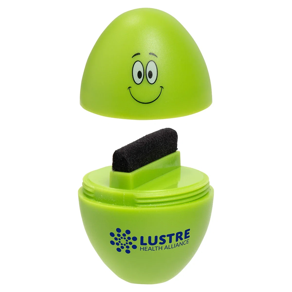 Close-up of the custom Screen Mate Lens & Screen Cleaner's microfiber pad and logo imprint area