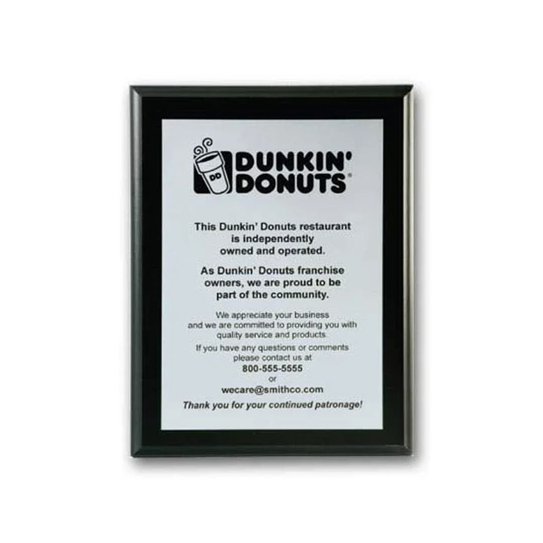Custom Screenprinted Aluminum Plaque on Ebony Piano Finish for corporate award ceremonies