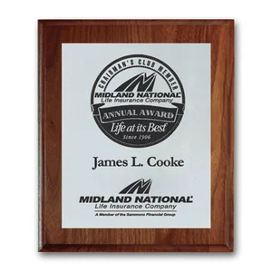 Screenprinted Aluminum Plaque on Rolled-Edge Walnut