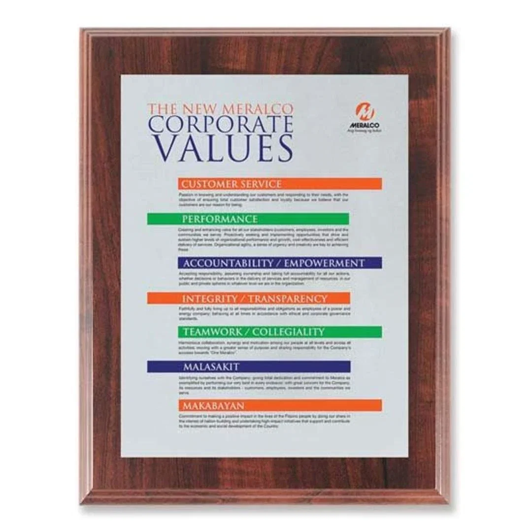 Custom Screenprinted Aluminum Plaque on Cove-Edge Walnut for employee recognition