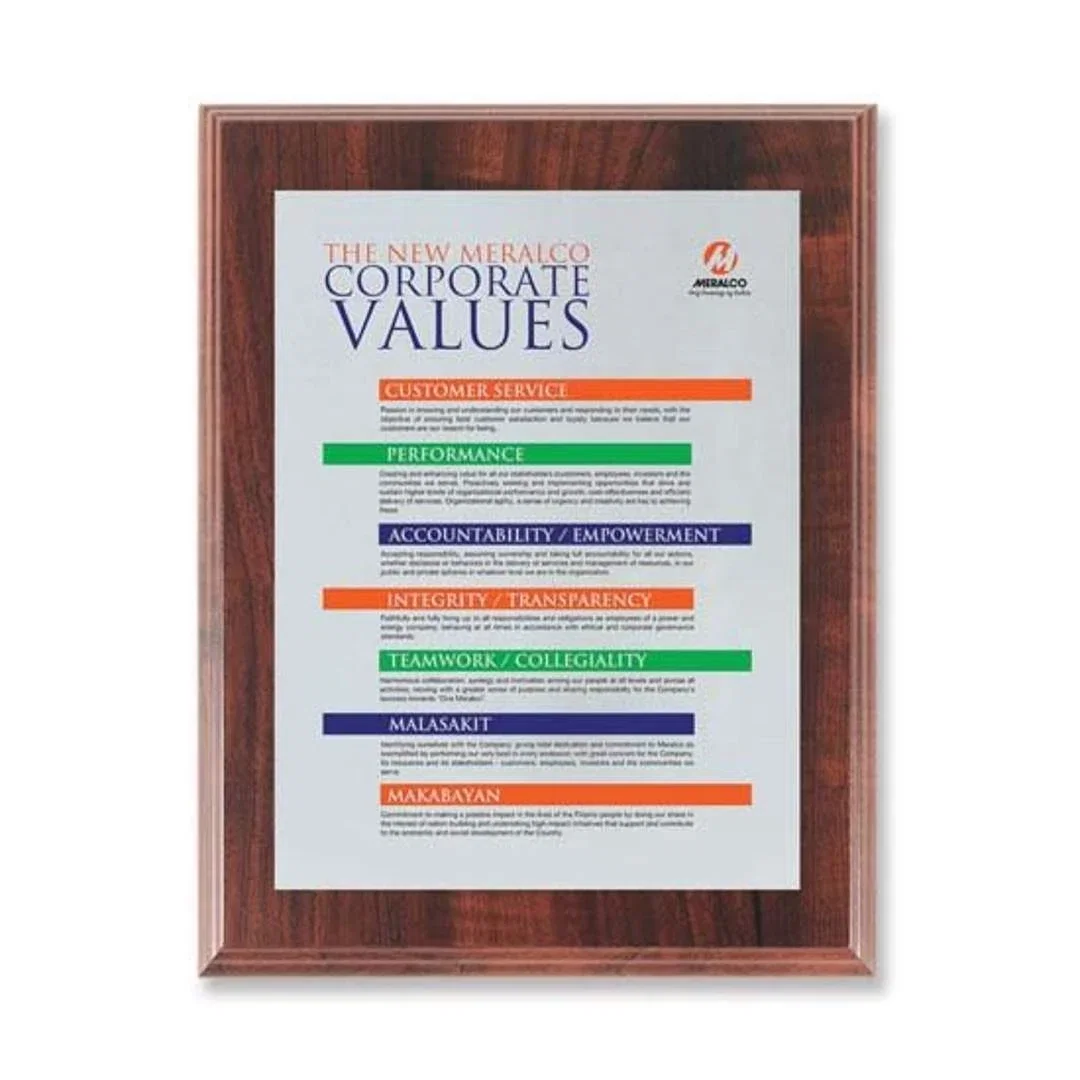 Custom Screenprinted Aluminum Plaque on Cove-Edge Walnut for sales achievement awards