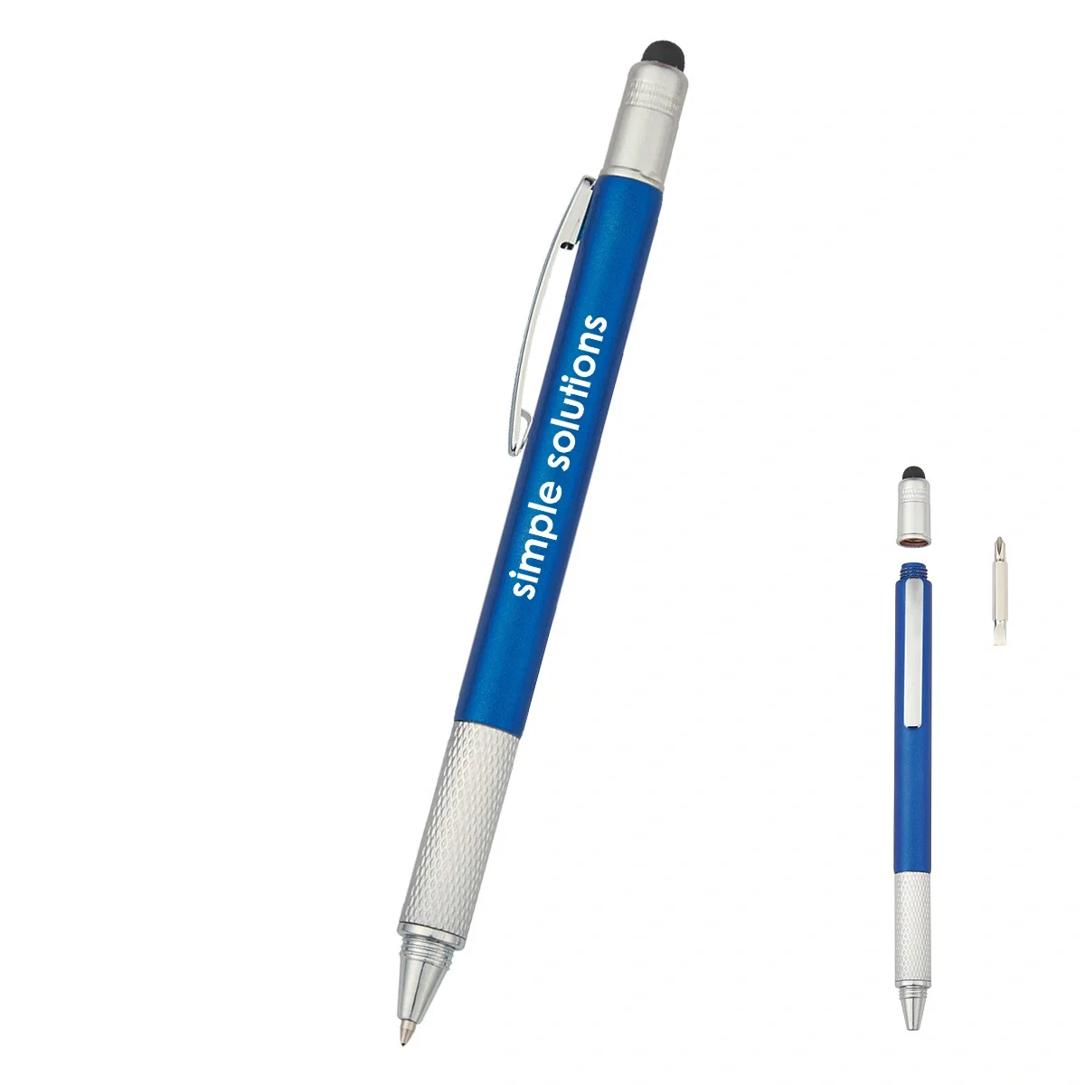 Screwdriver pen with a stylus tip measuring six inches long