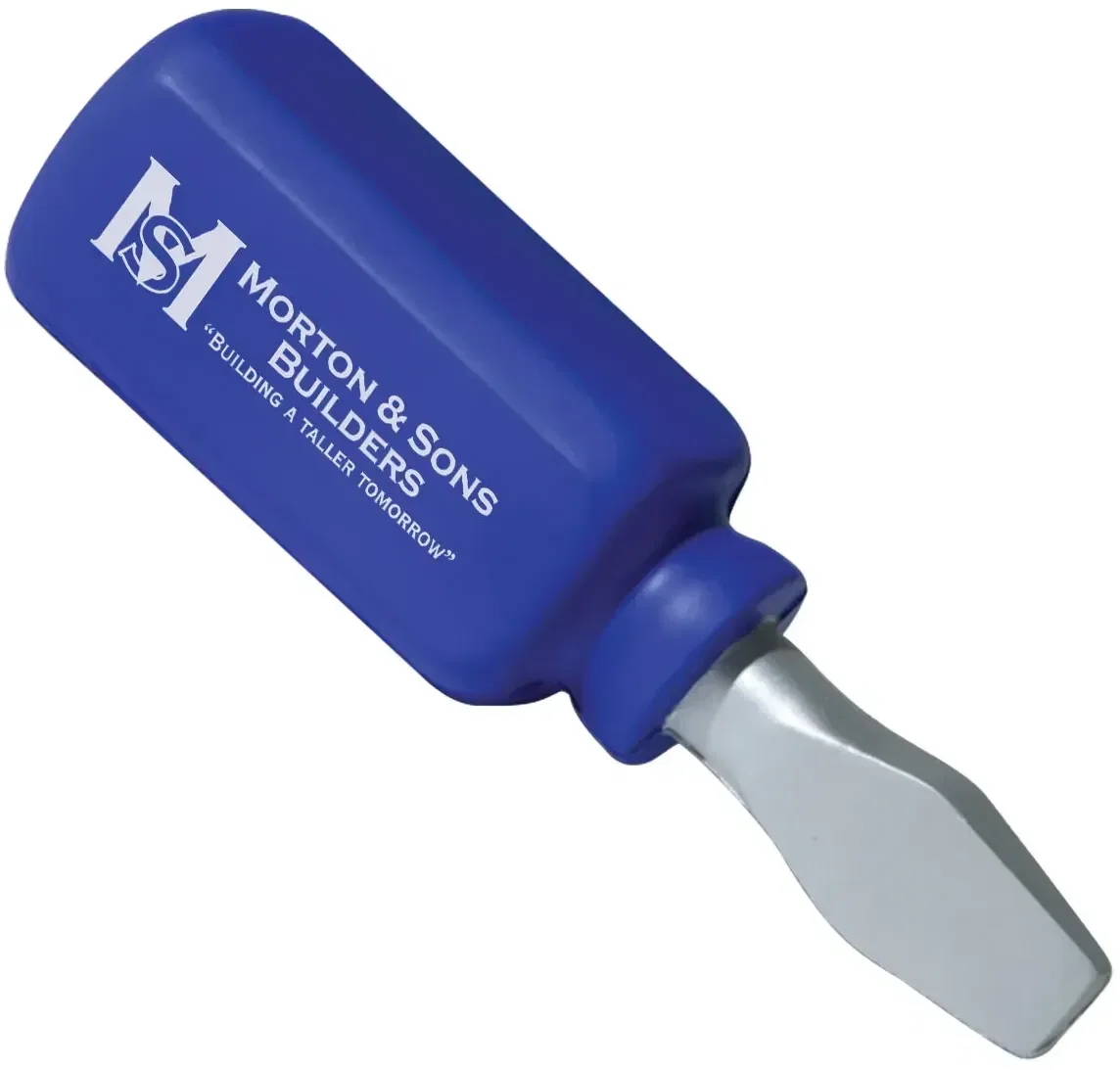 Screwdriver custom stress reliever front view, branded promotional squeeze toy for logo giveaways