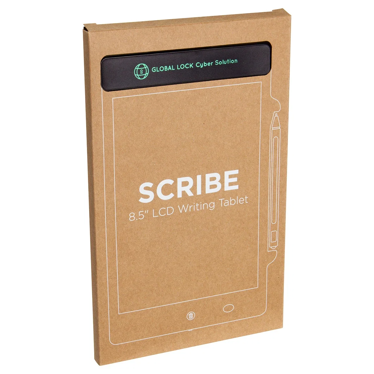Scribe 8.5-inch LCD writing tablet with pressure-sensitive screen, erase button, and attached stylus