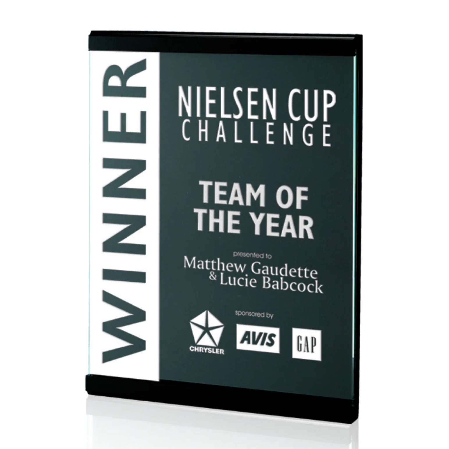 Custom Jade Glass Scroll Wall Plaque with a Grooved MDF Backing for sales achievement awards