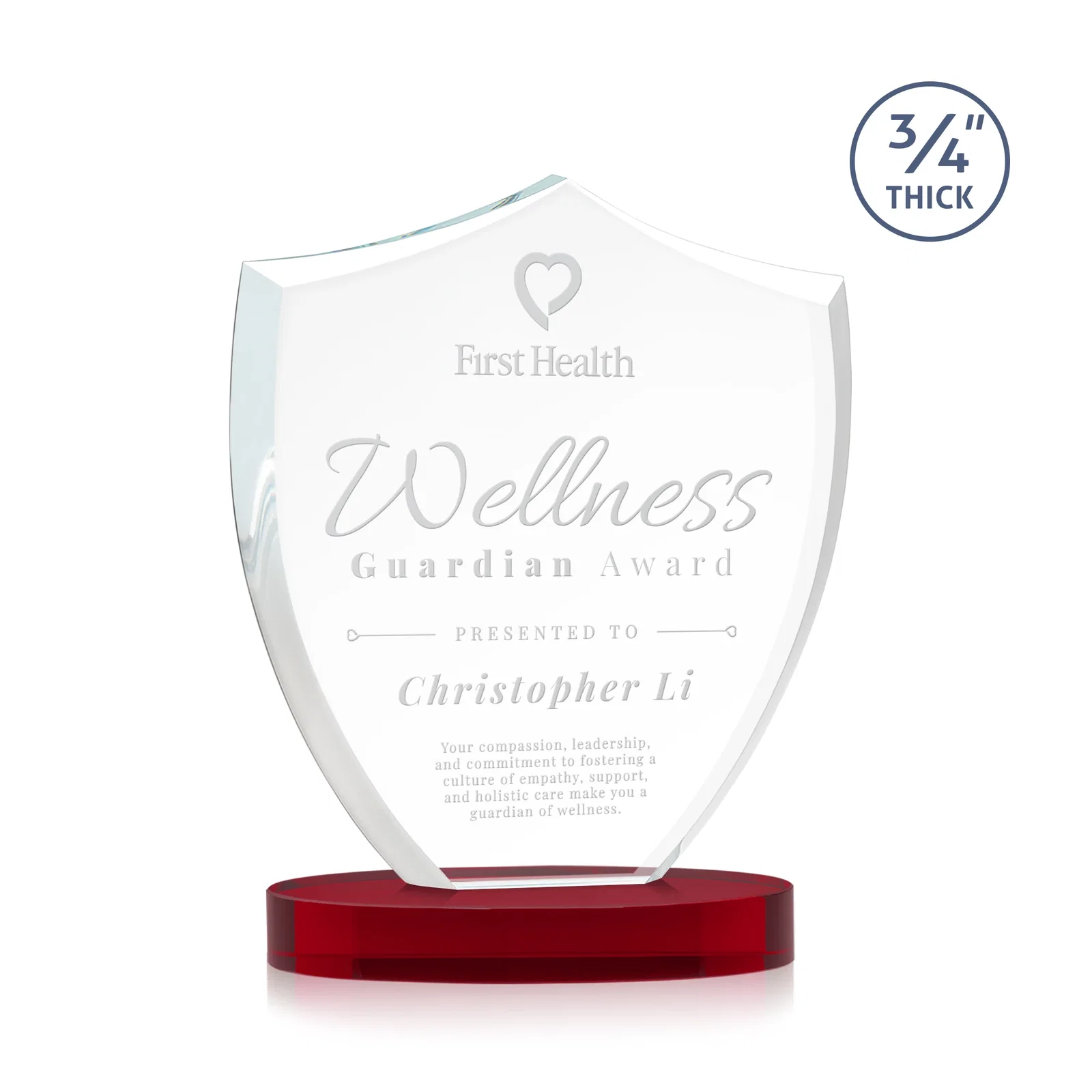 Promotional Starfire Crystal Shield Award on Rounded Oval Base, awards for service anniversary gifts