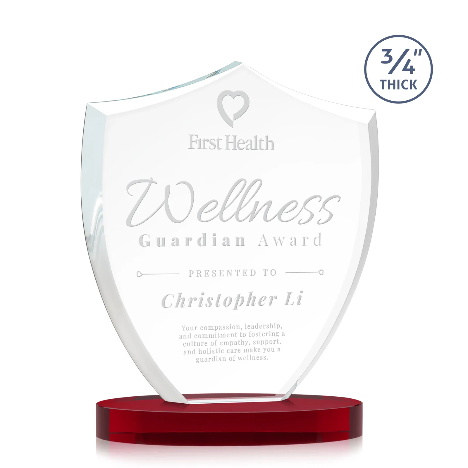 Promotional Starfire Crystal Shield Award on Rounded Oval Base, awards for sales achievement awards