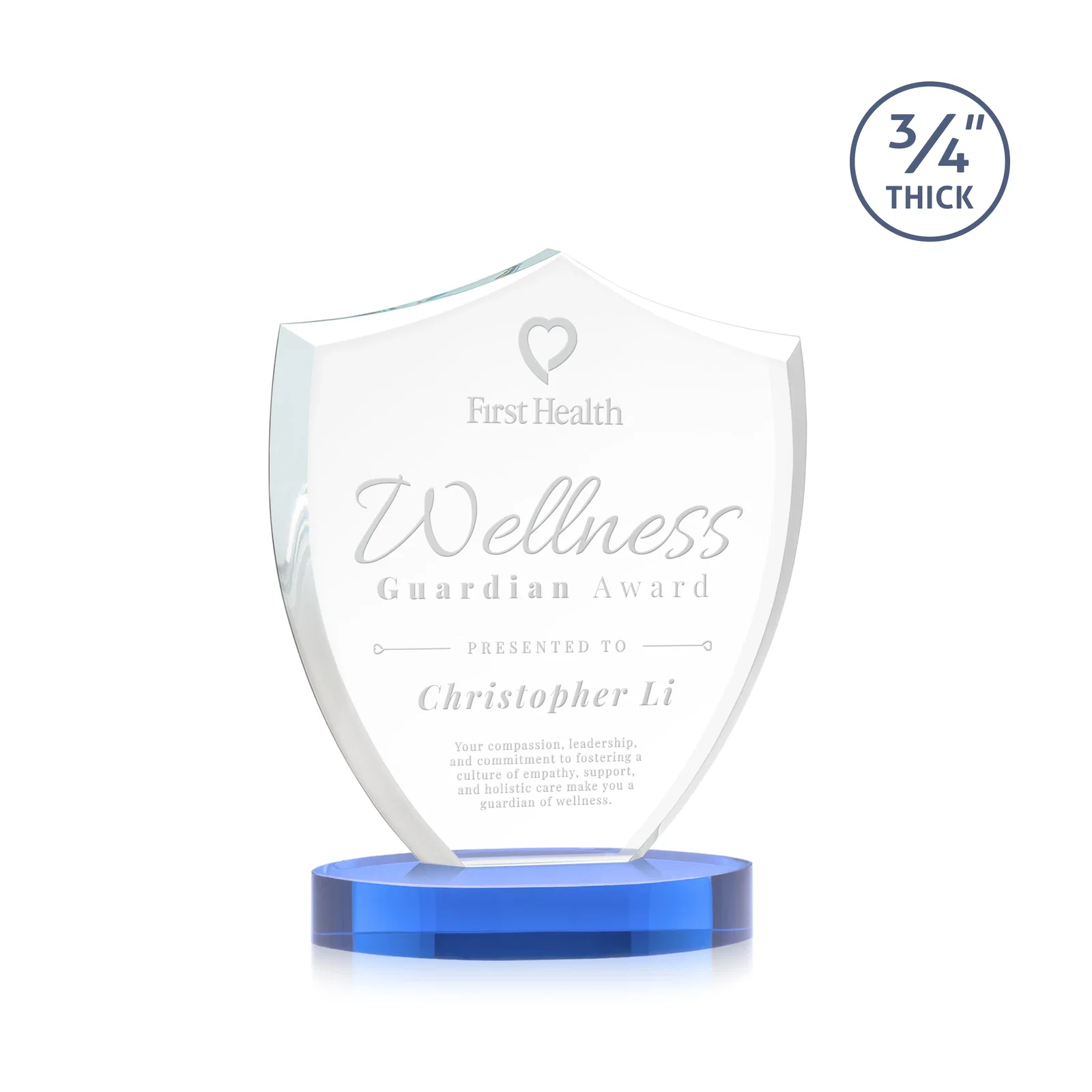 Promotional Starfire Crystal Shield Award on Rounded Oval Base, awards for team milestone celebrations
