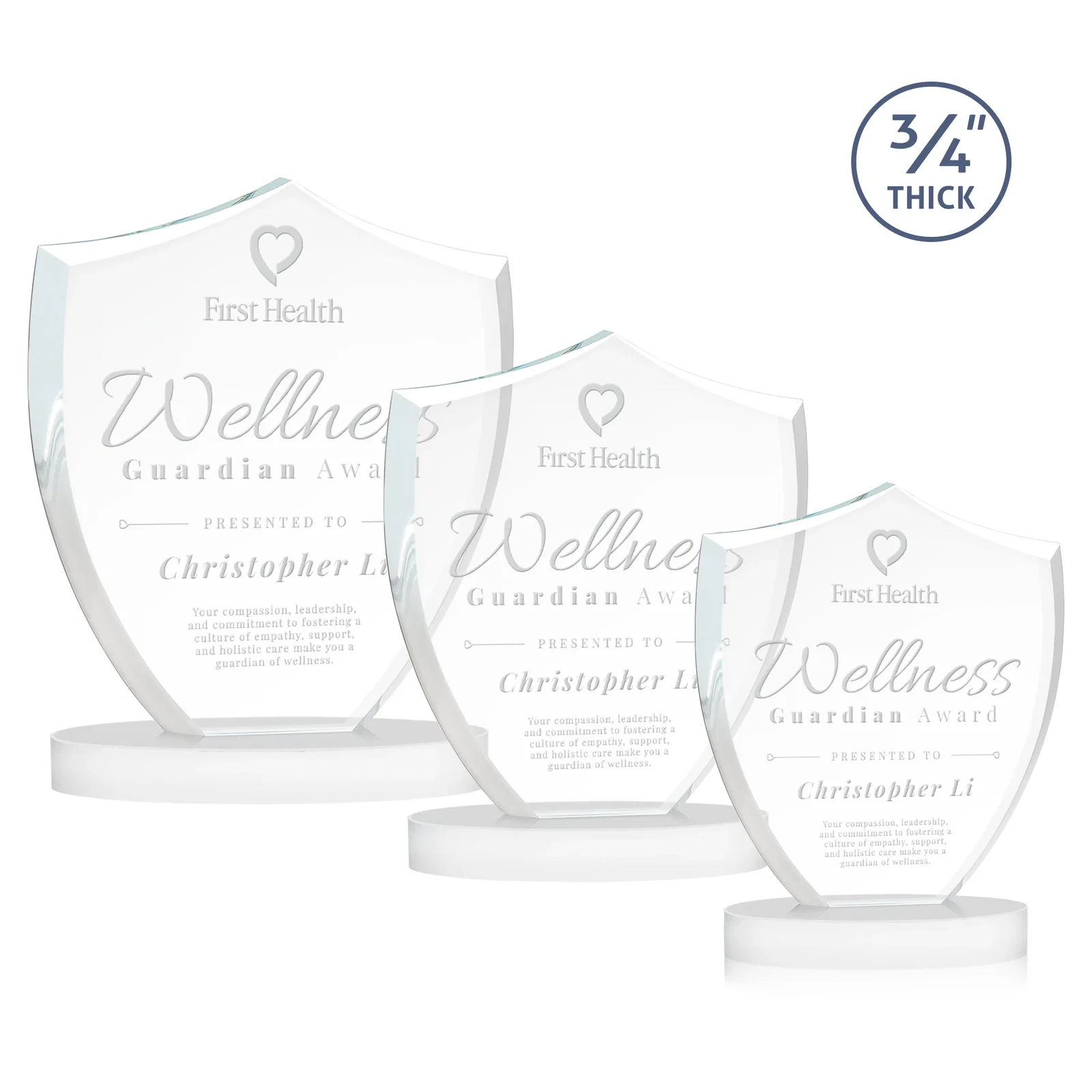 Promotional Starfire Crystal Shield Award on Rounded Oval Base, awards for safety achievement programs