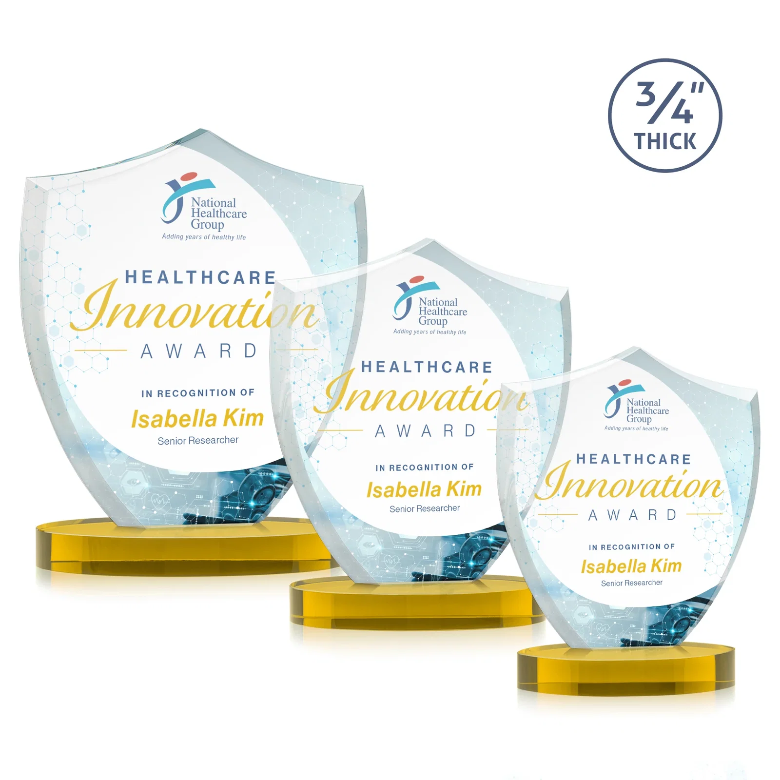Branded Starfire Crystal Shield Award on Rounded Oval Base, awards for safety achievement programs