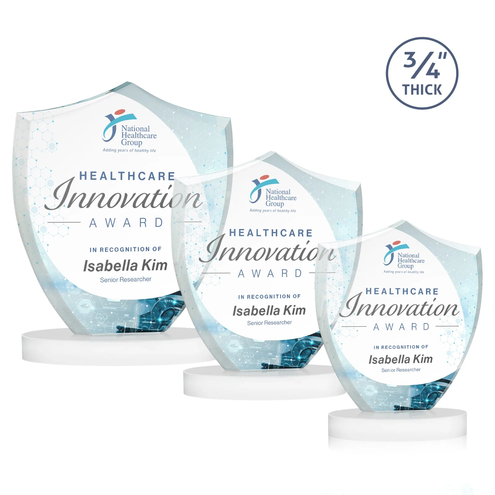 Customized Starfire Crystal Shield Award on Rounded Oval Base, awards for volunteer appreciation