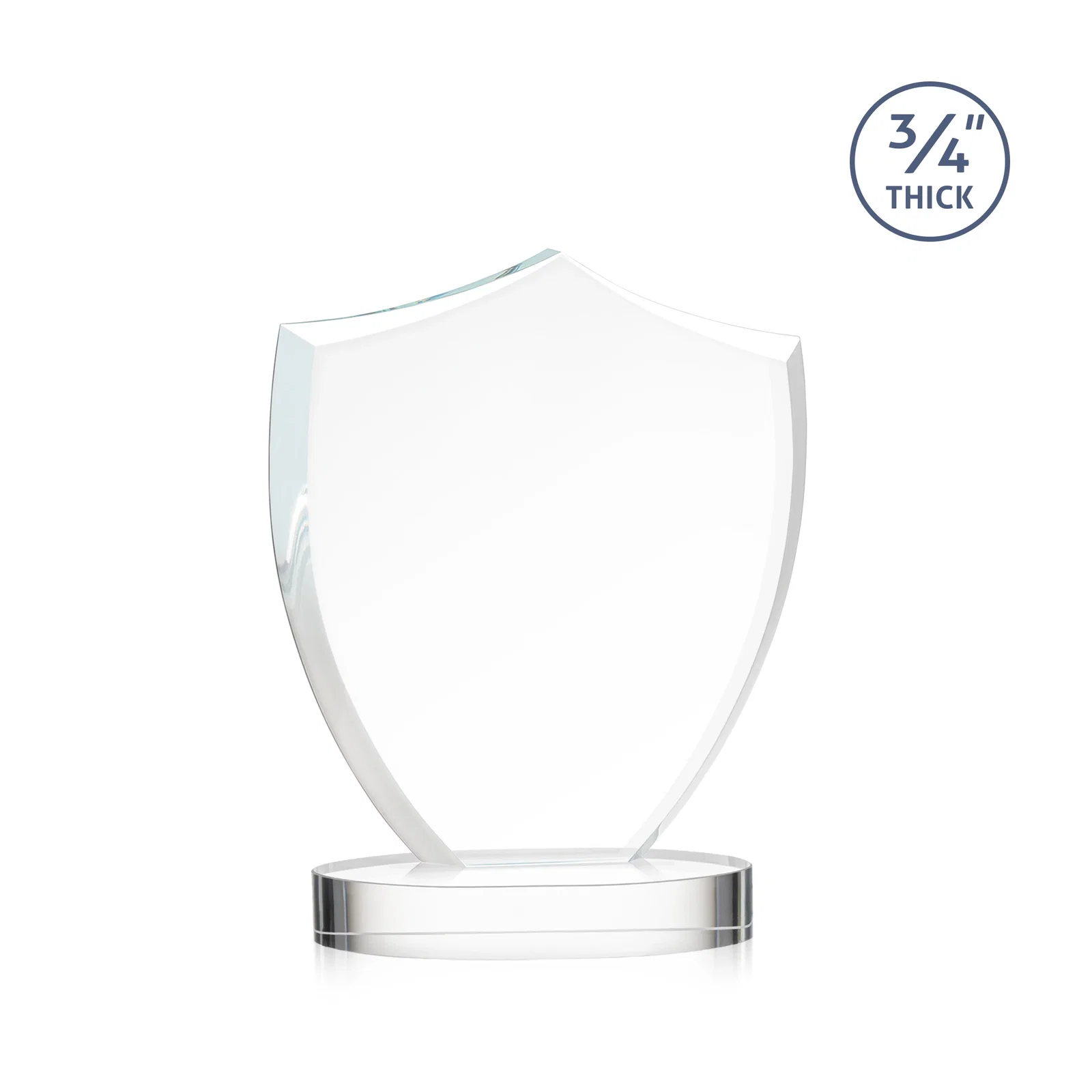 Custom engraved Starfire Crystal Shield Award on Rounded Oval Base, awards for corporate award ceremonies