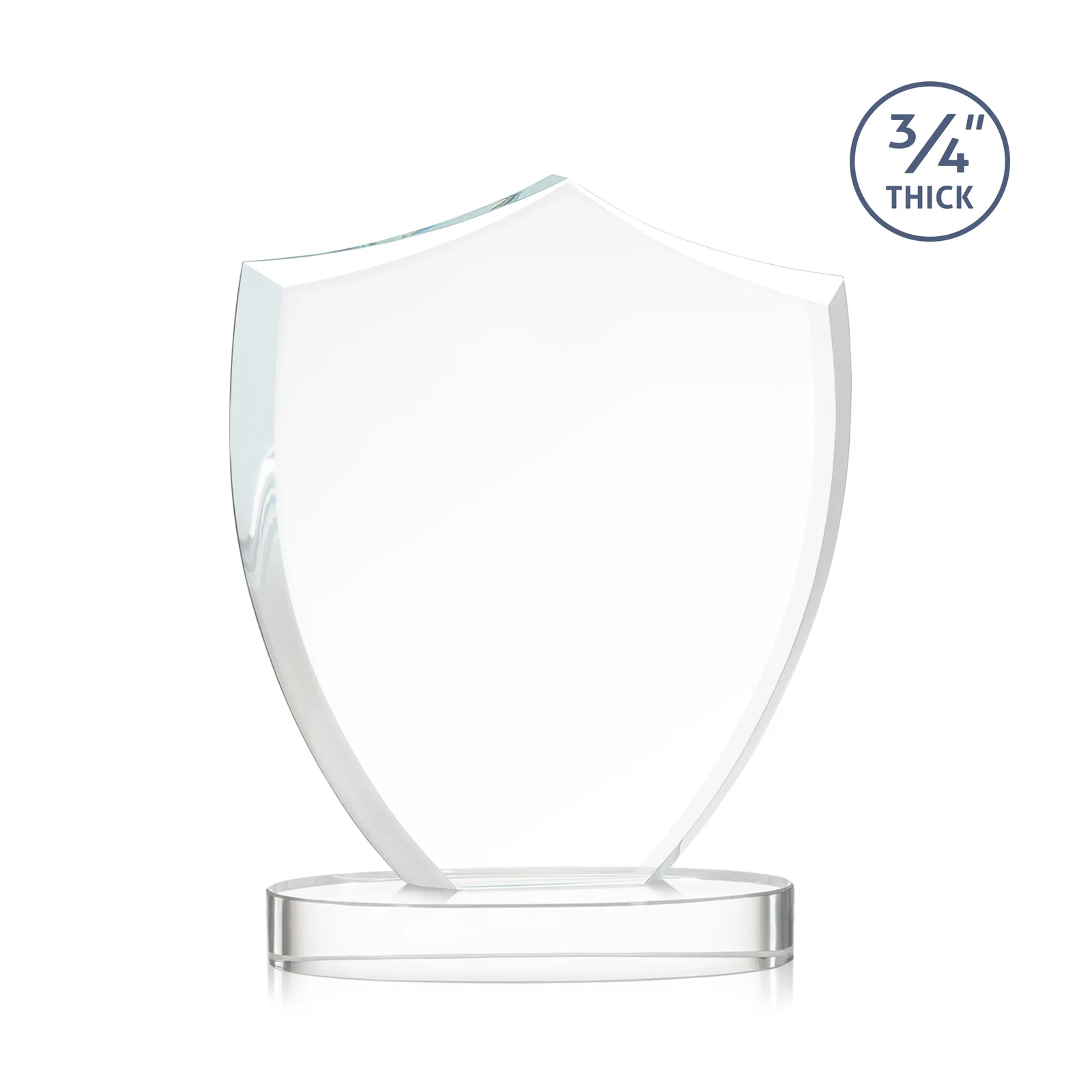 Custom engraved Starfire Crystal Shield Award on Rounded Oval Base, awards for service anniversary gifts