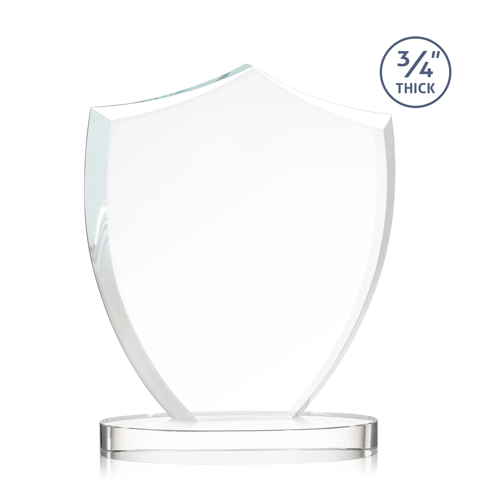 Custom engraved Starfire Crystal Shield Award on Rounded Oval Base, awards for sales achievement awards