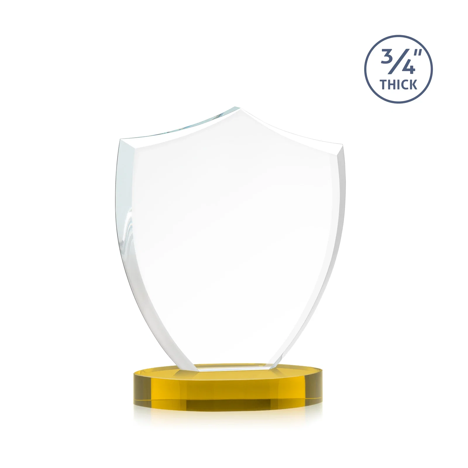 Custom engraved Starfire Crystal Shield Award on Rounded Oval Base, awards for graduation ceremonies