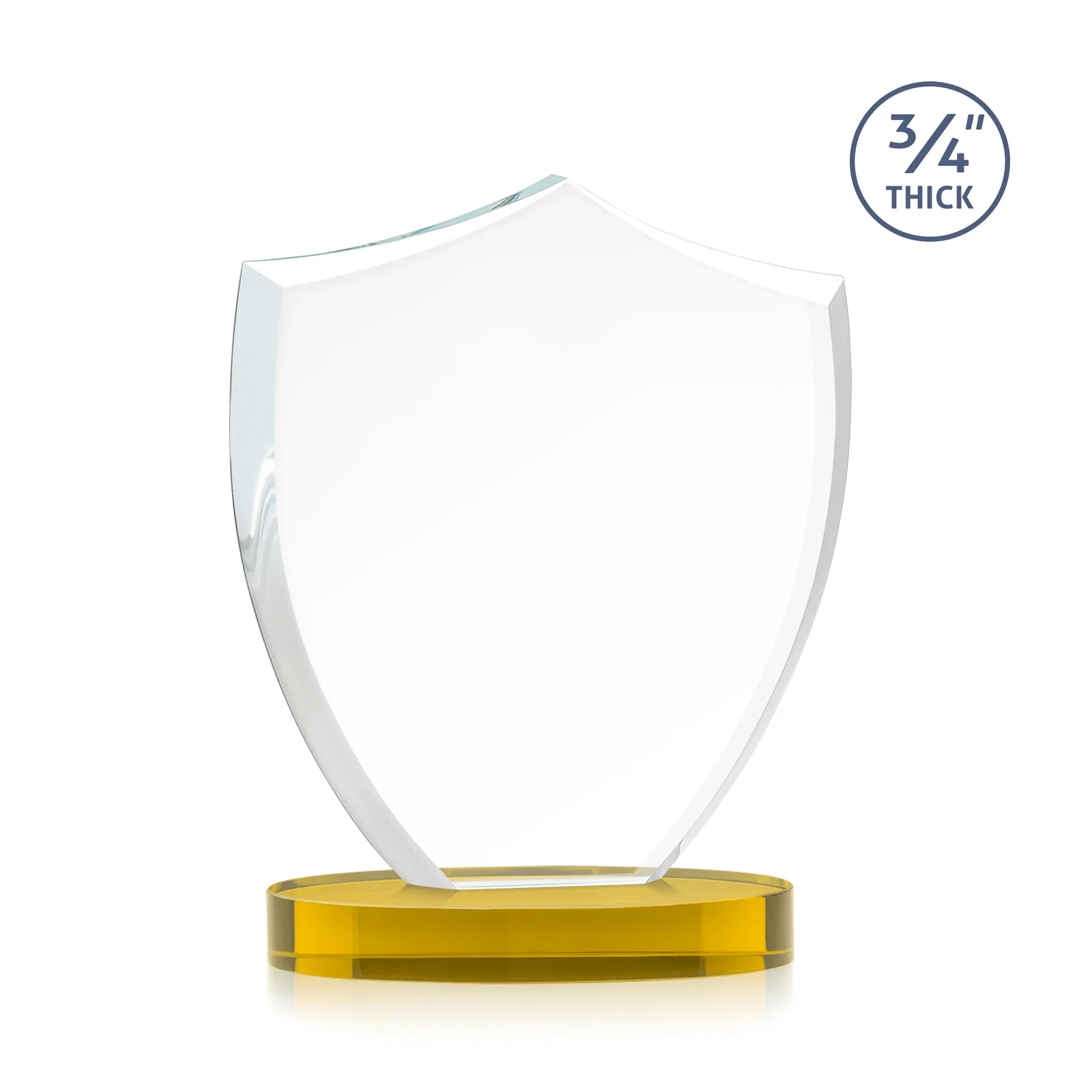 Custom engraved Starfire Crystal Shield Award on Rounded Oval Base, awards for safety achievement programs