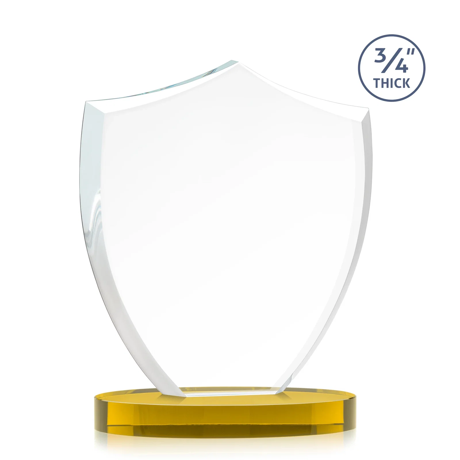 Custom engraved Starfire Crystal Shield Award on Rounded Oval Base, awards for volunteer appreciation