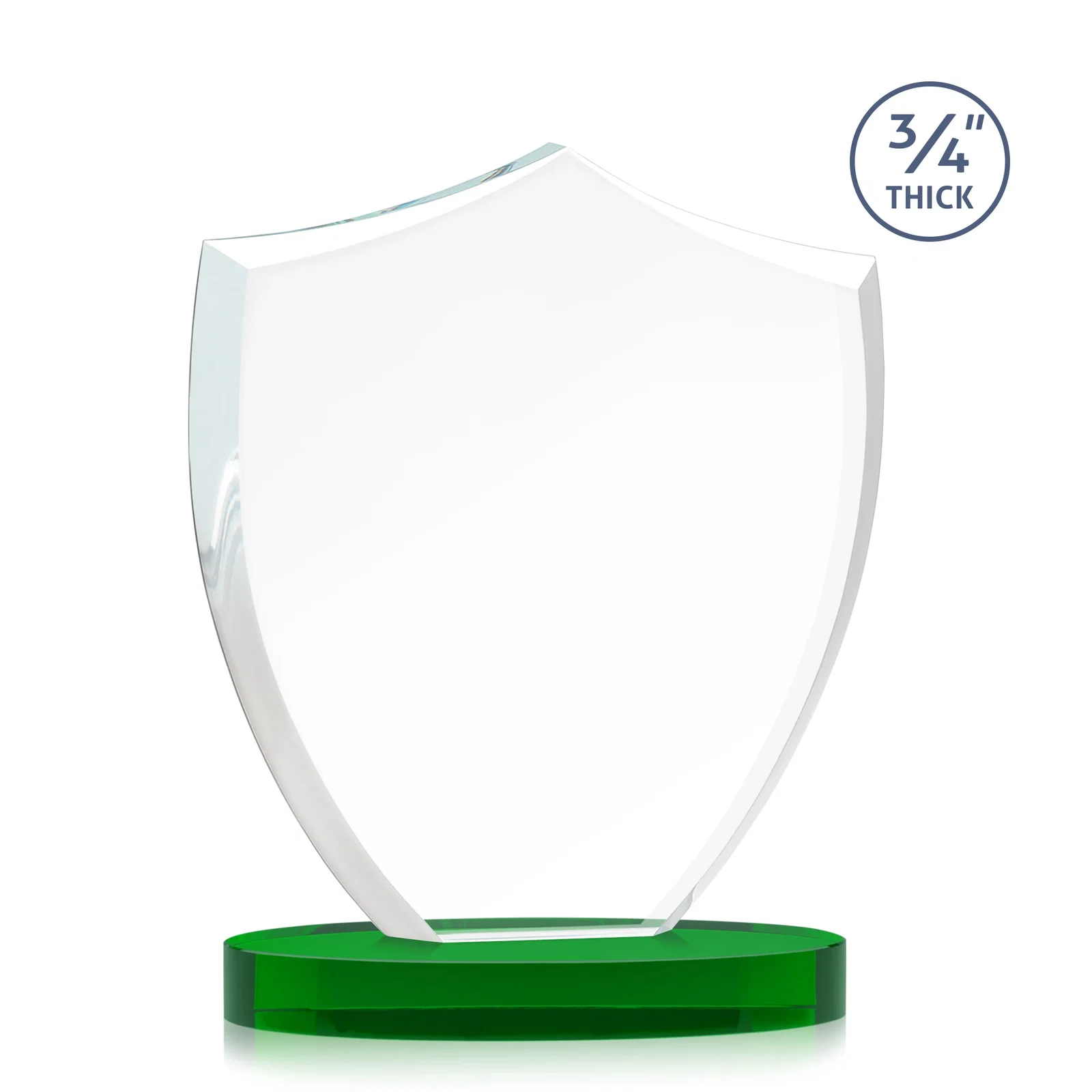 Custom Starfire Crystal Shield Award on Rounded Oval Base, awards, with your logo for employee recognition