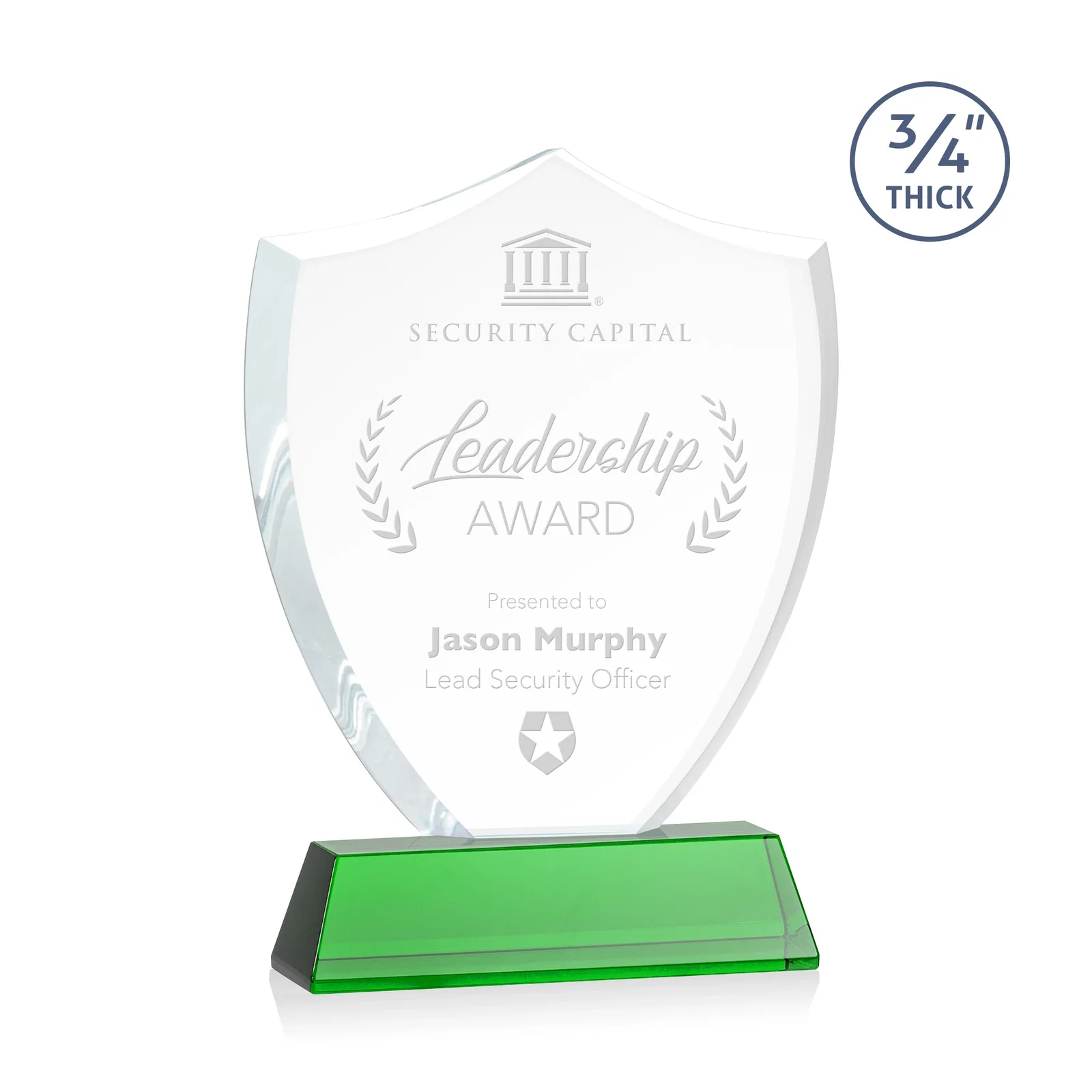 Custom Starfire Crystal Shield Award With Prismatic Color Option, awards for company anniversary events