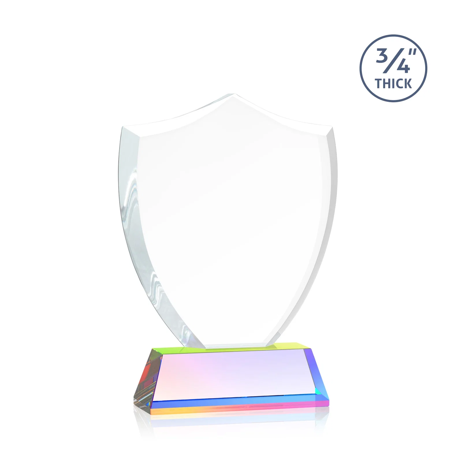 Personalized Starfire Crystal Shield Award With Prismatic Color Option, awards, with your logo for retirement presentations