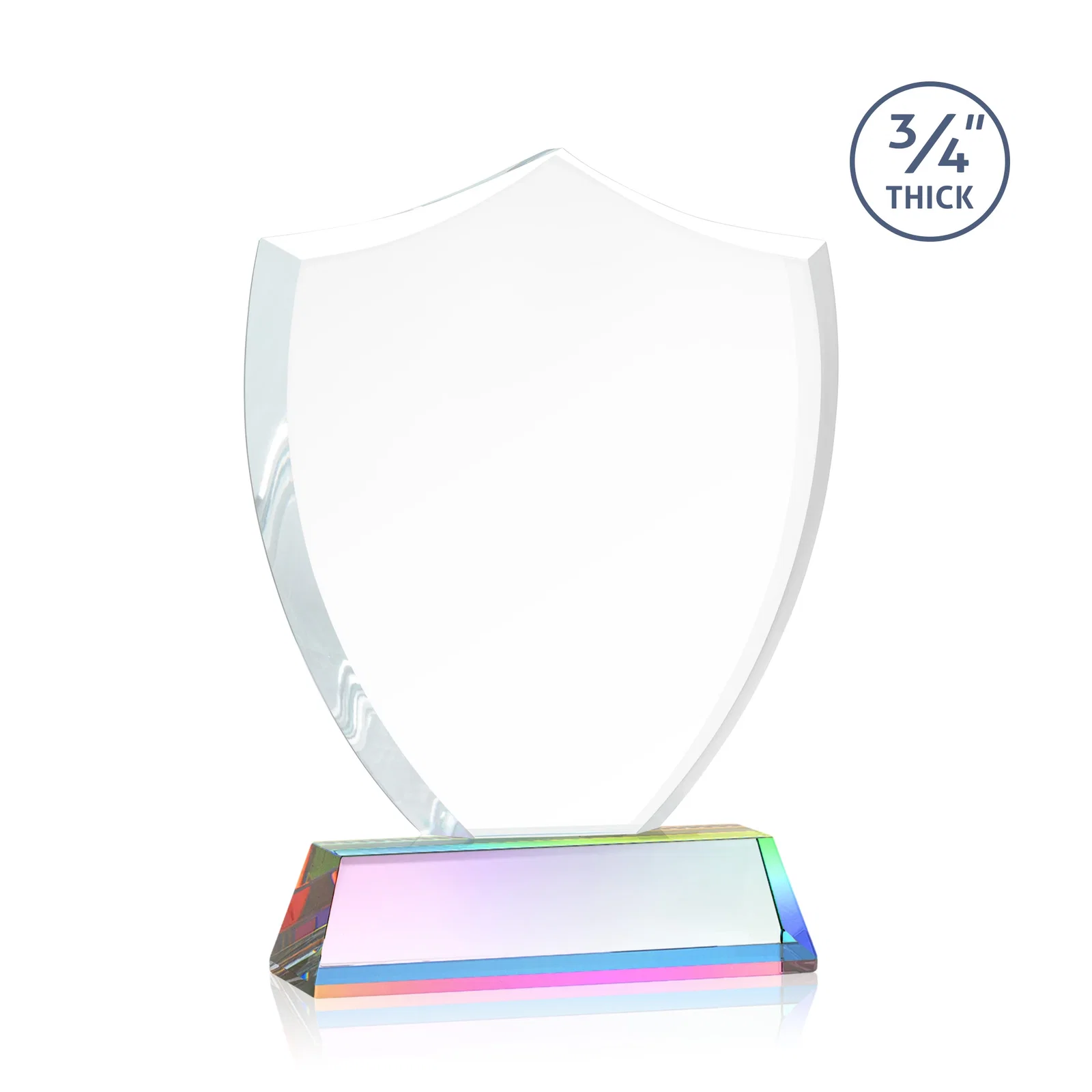 Personalized Starfire Crystal Shield Award With Prismatic Color Option, awards, with your logo for team milestone celebrations