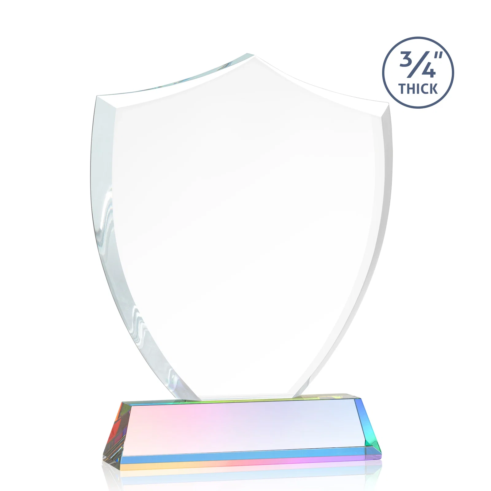 Personalized Starfire Crystal Shield Award With Prismatic Color Option, awards, with your logo for donor appreciation