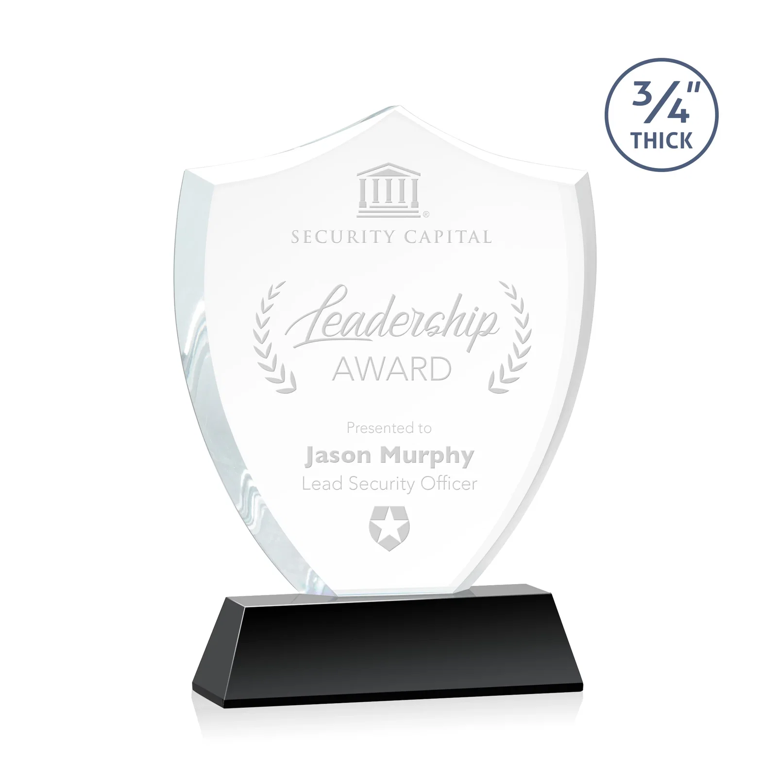 Personalized Starfire Crystal Shield Award With Prismatic Color Option, awards for sales achievement awards
