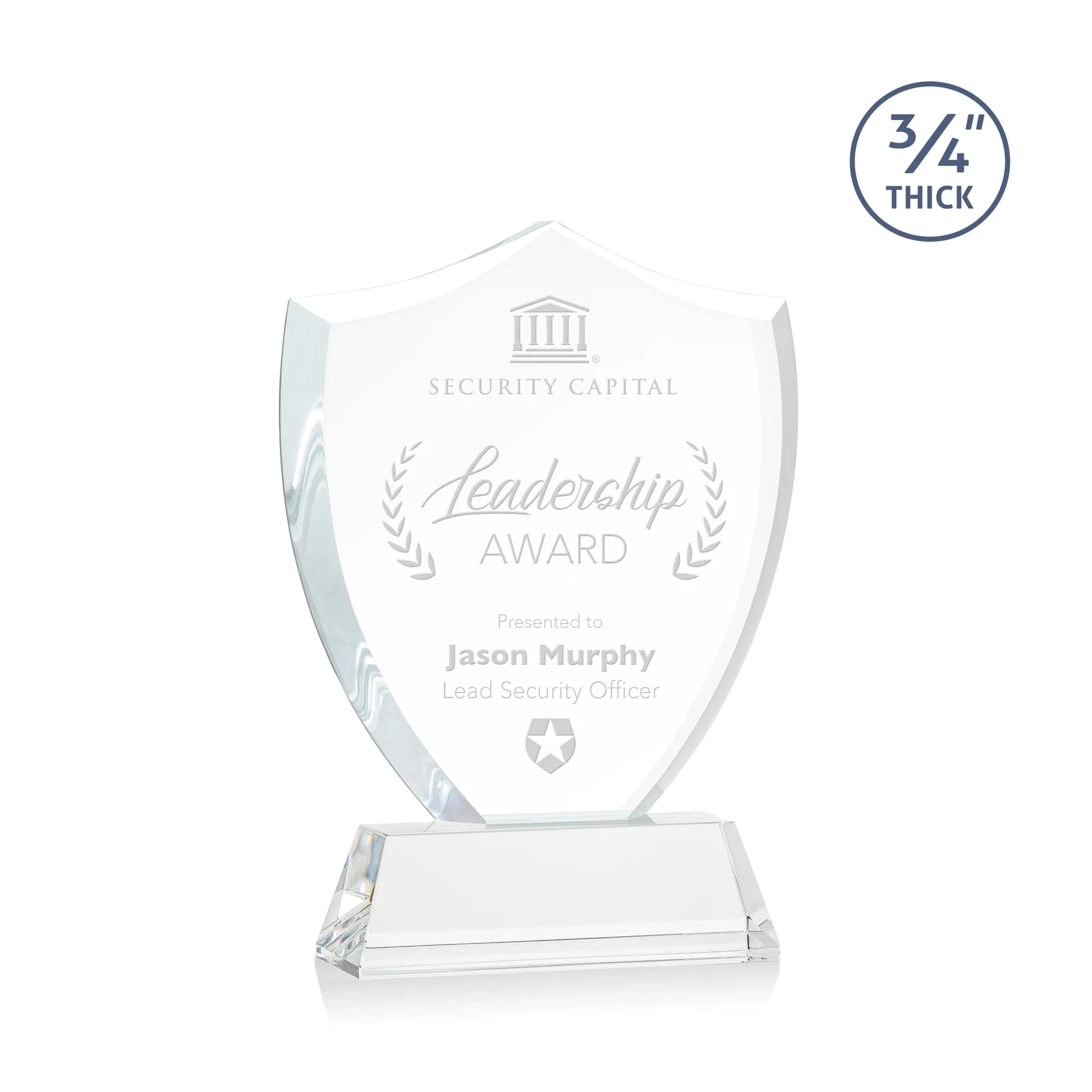 Custom Starfire Crystal Shield Award With Prismatic Color Option, awards for corporate award ceremonies