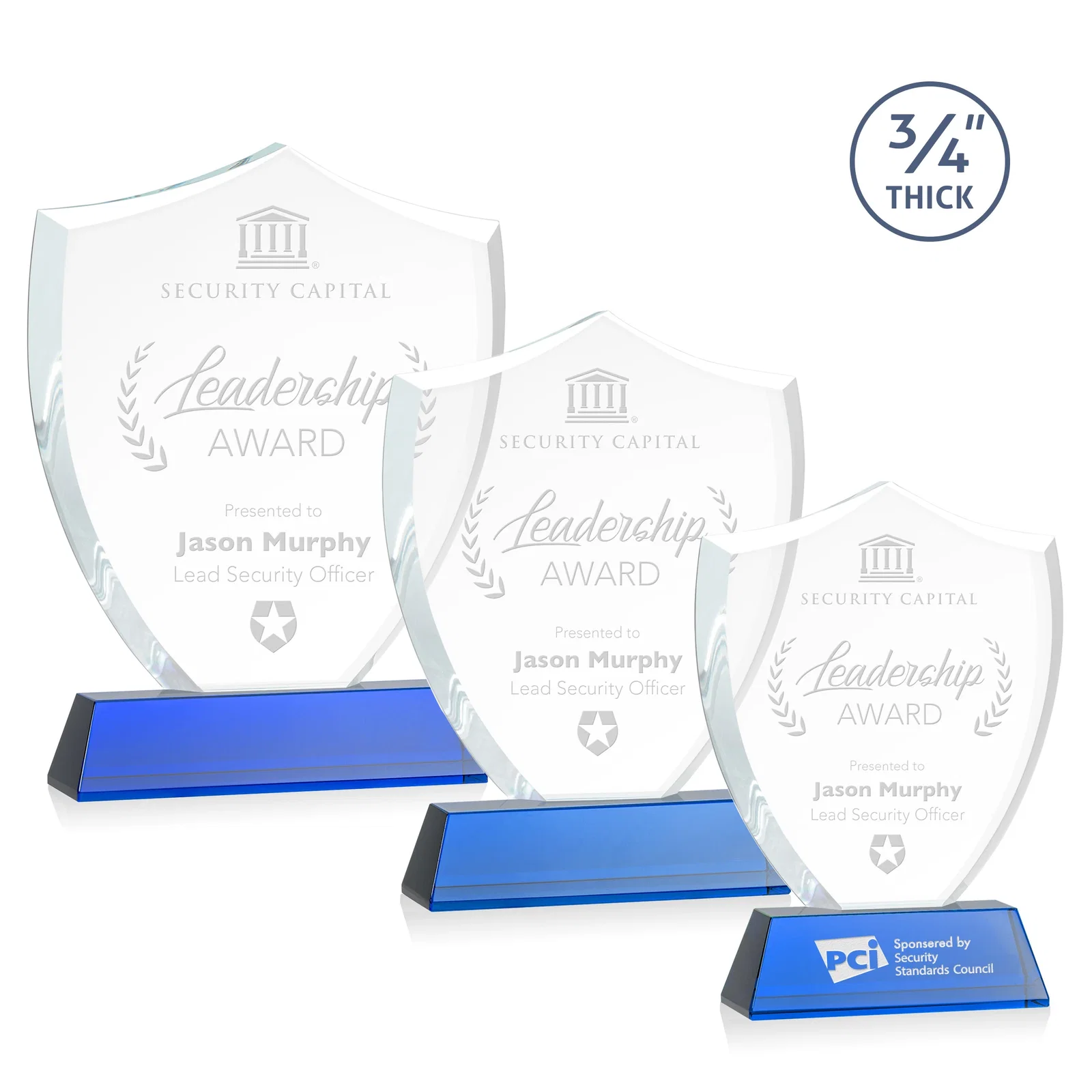 Personalized Starfire Crystal Shield Award With Prismatic Color Option, awards for team milestone celebrations