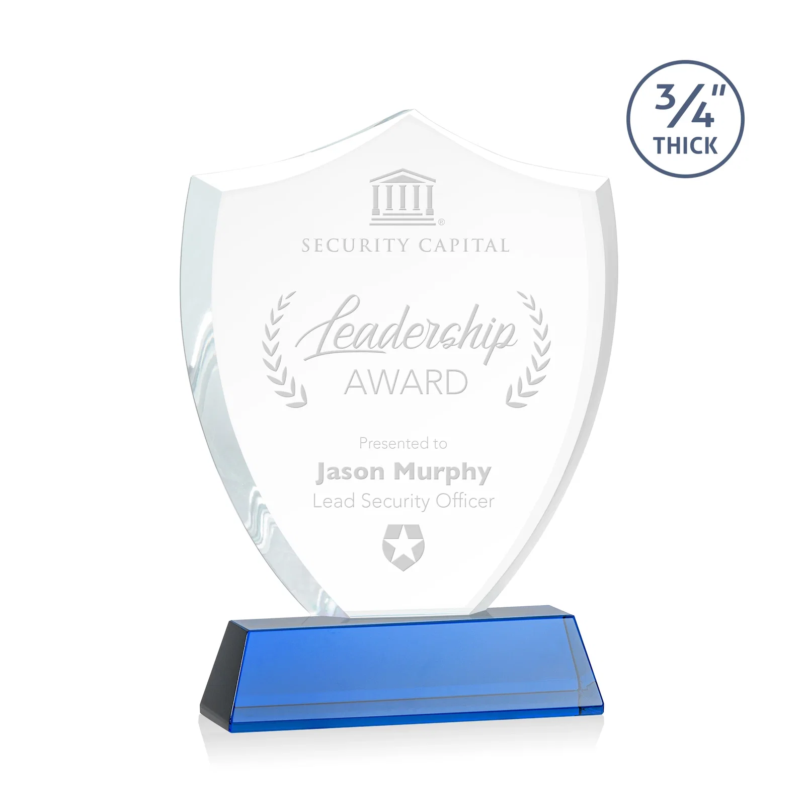 Personalized Starfire Crystal Shield Award With Prismatic Color Option, awards for graduation ceremonies