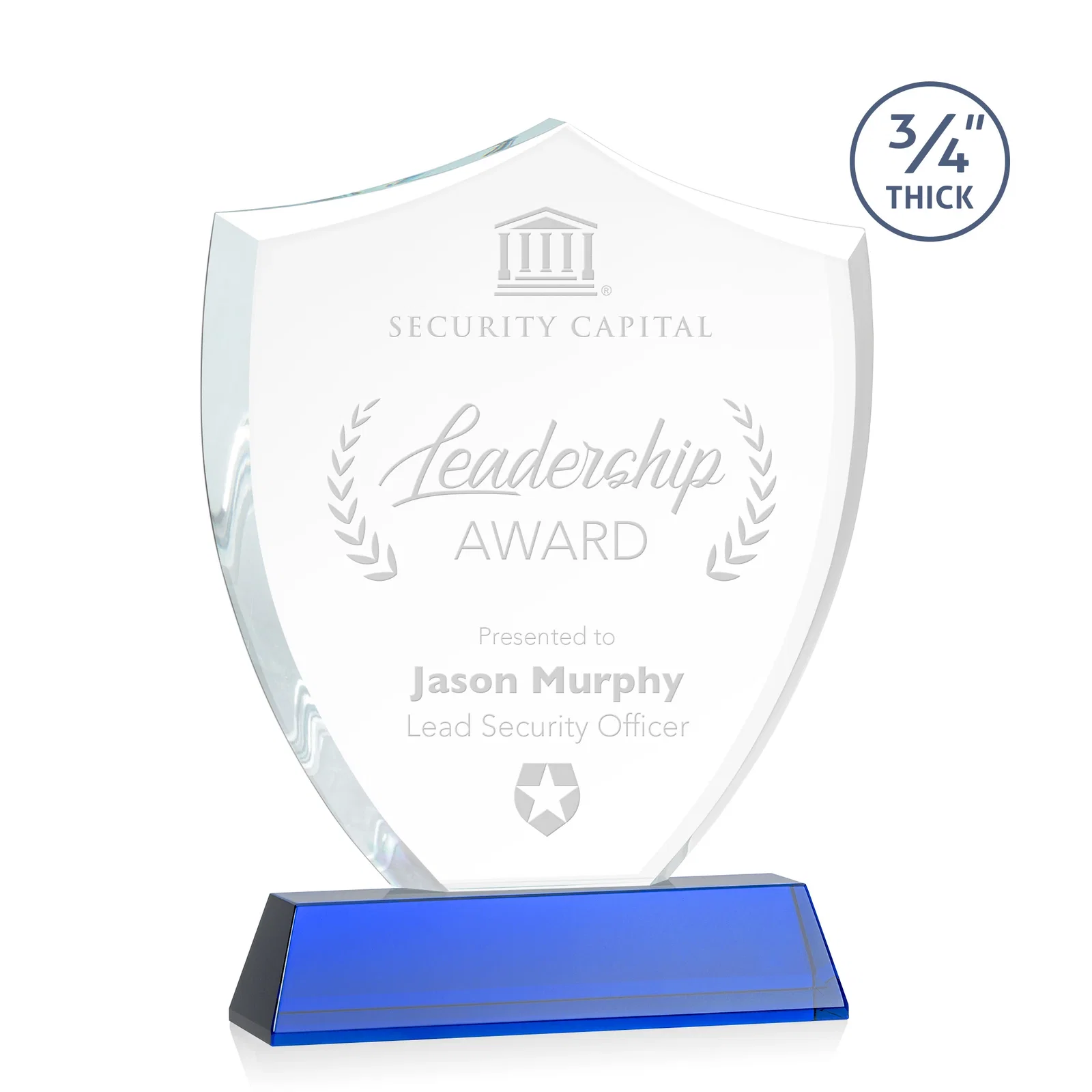 Personalized Starfire Crystal Shield Award With Prismatic Color Option, awards for safety achievement programs
