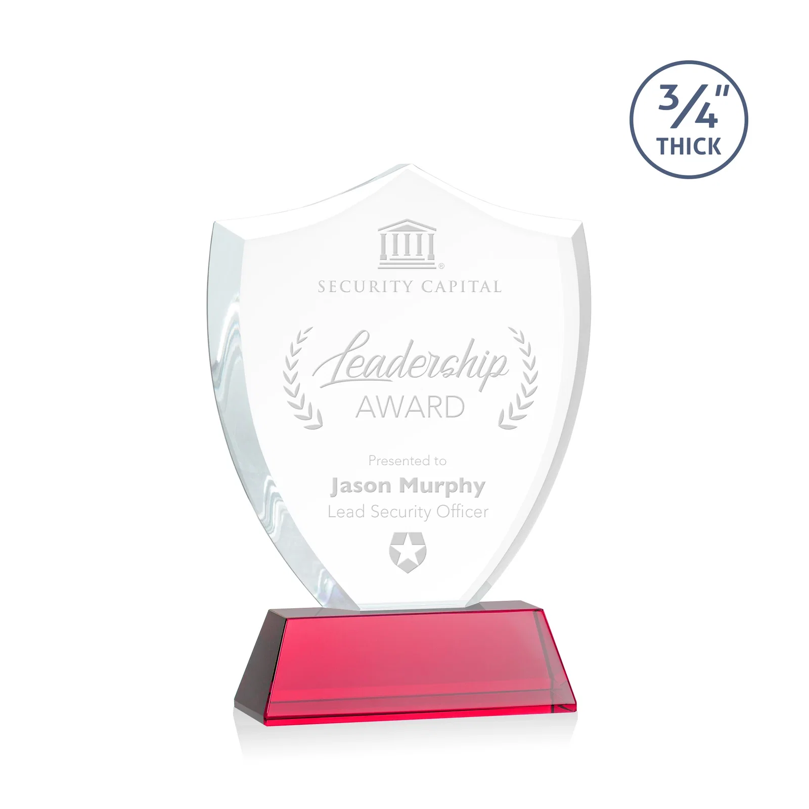 Personalized Starfire Crystal Shield Award With Prismatic Color Option, awards for dealer and partner awards